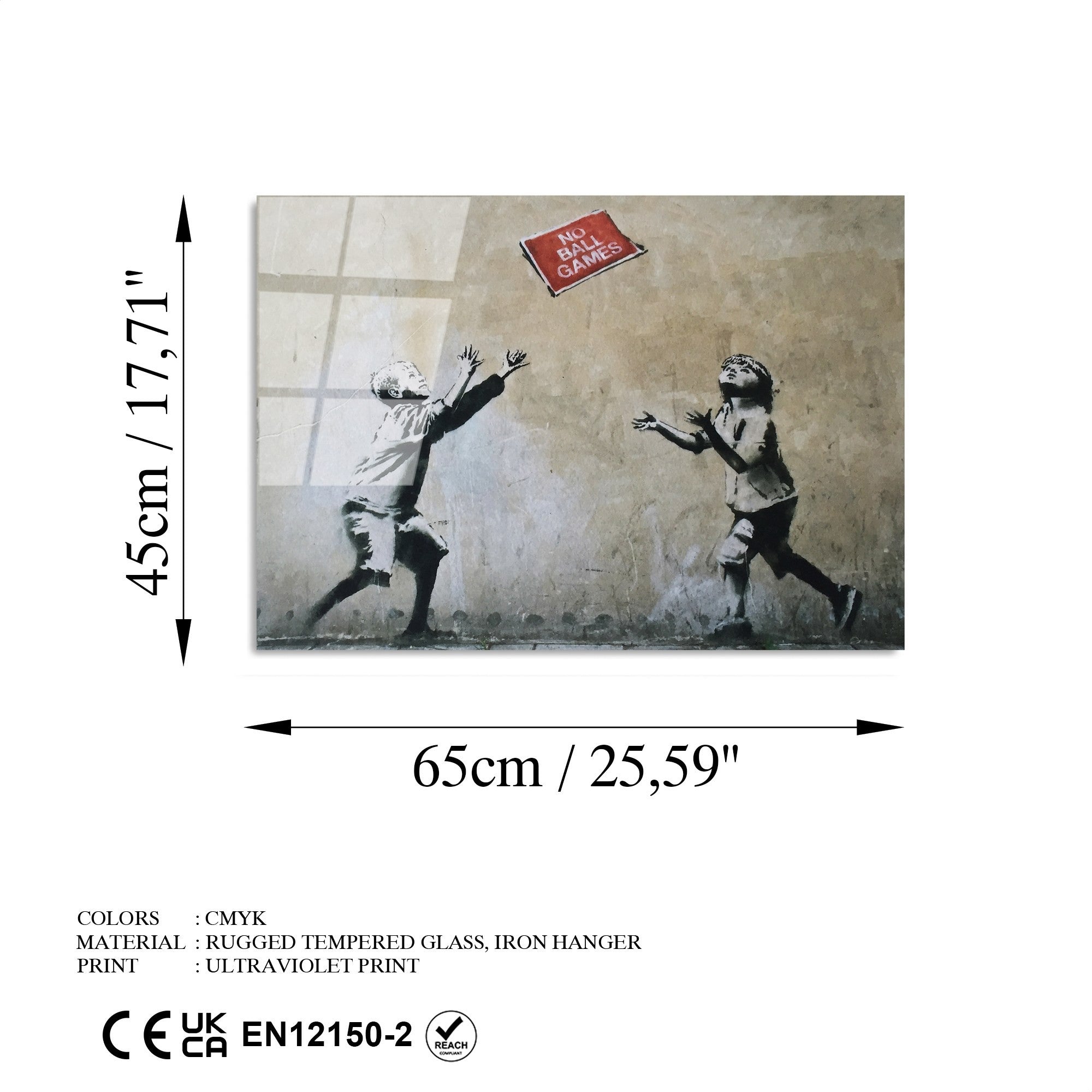 Quadro Decorativo em Vidro 100% Temperado UV-508, Multicolor, 45 x 65 cm (4 mm)