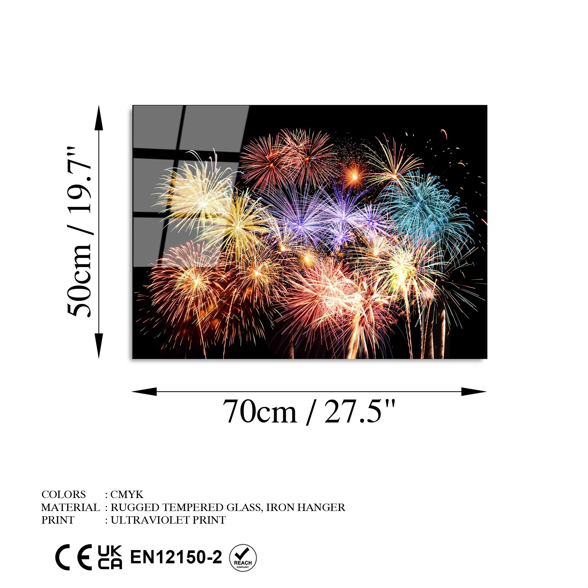 Quadro Decorativo em Vidro Temperado 100% (4 mm) 50 x 70 cm Multicolor – UV-264