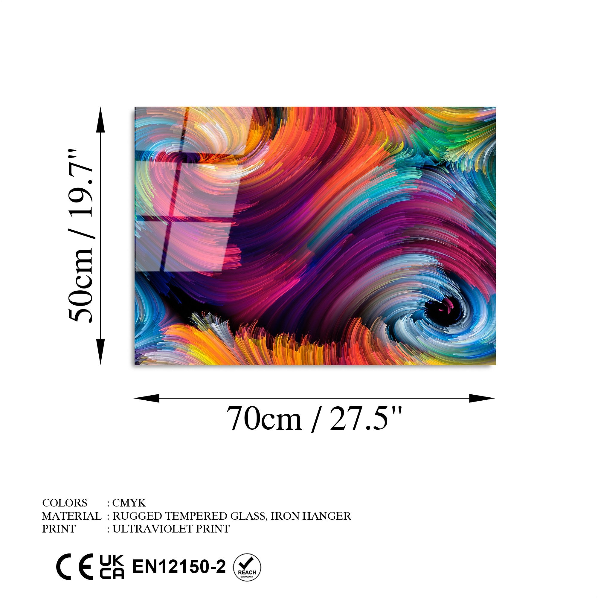 Quadro Decorativo em Vidro Temperado Multicolor 50 x 70 cm (4 mm) – UV-265