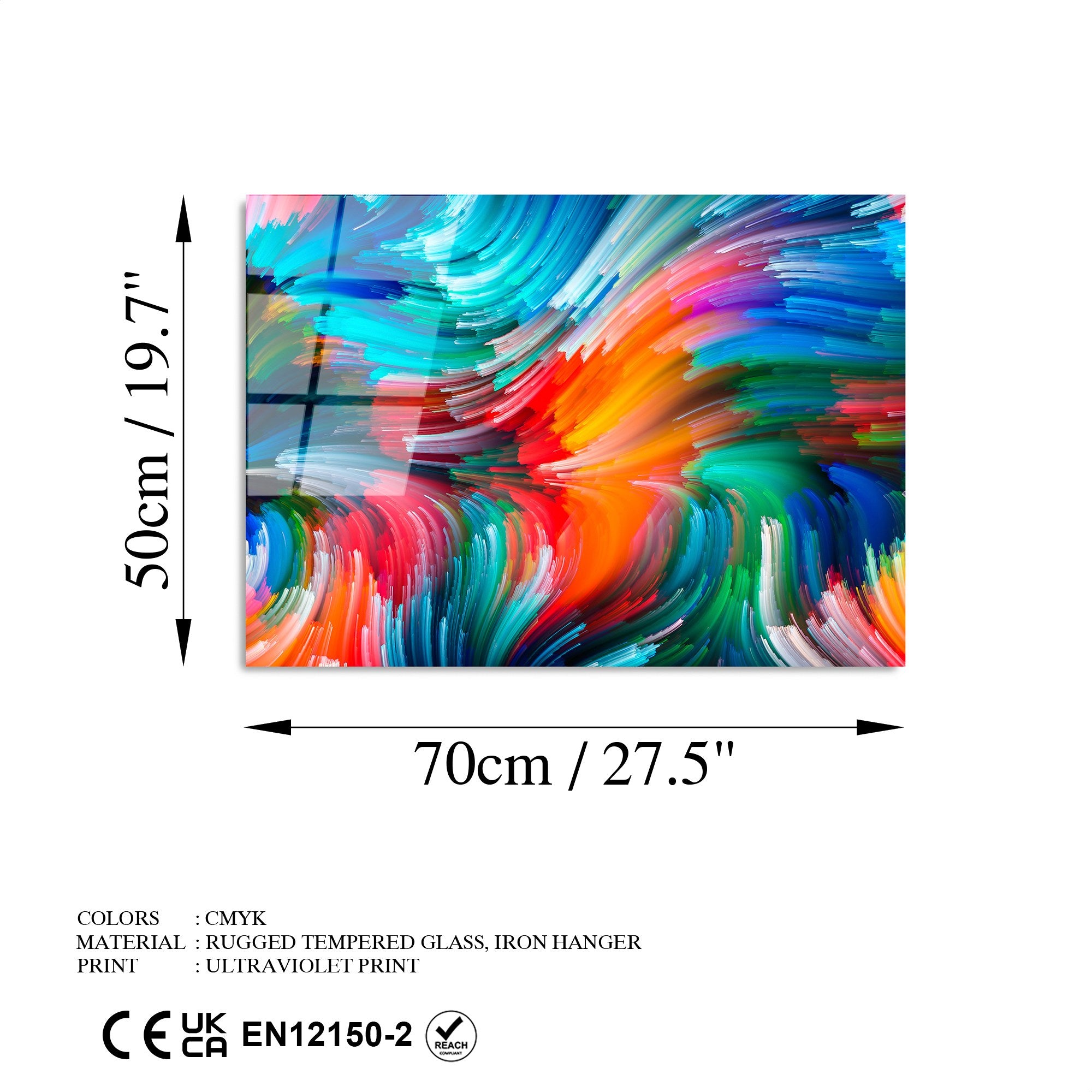 Quadro Decorativo em Vidro Temperado UV-266, Multicolor, 50 x 70 cm (4 mm)