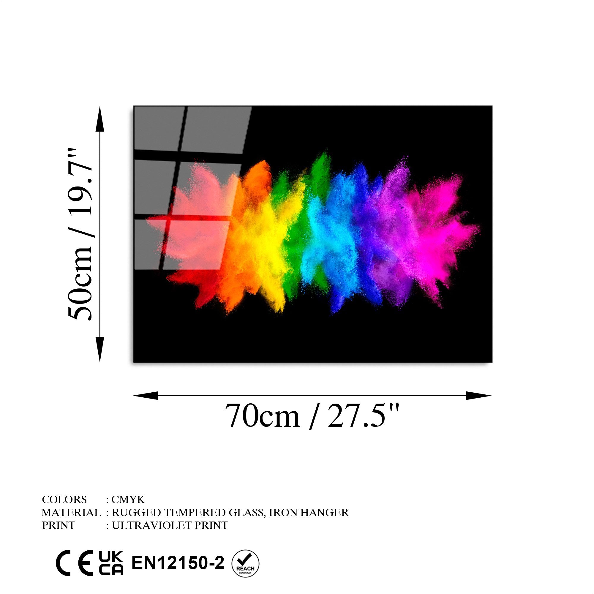 Quadro Decorativo em Vidro 100% Temperado UV-269, 50 x 70 cm, Multicolor (4 mm)