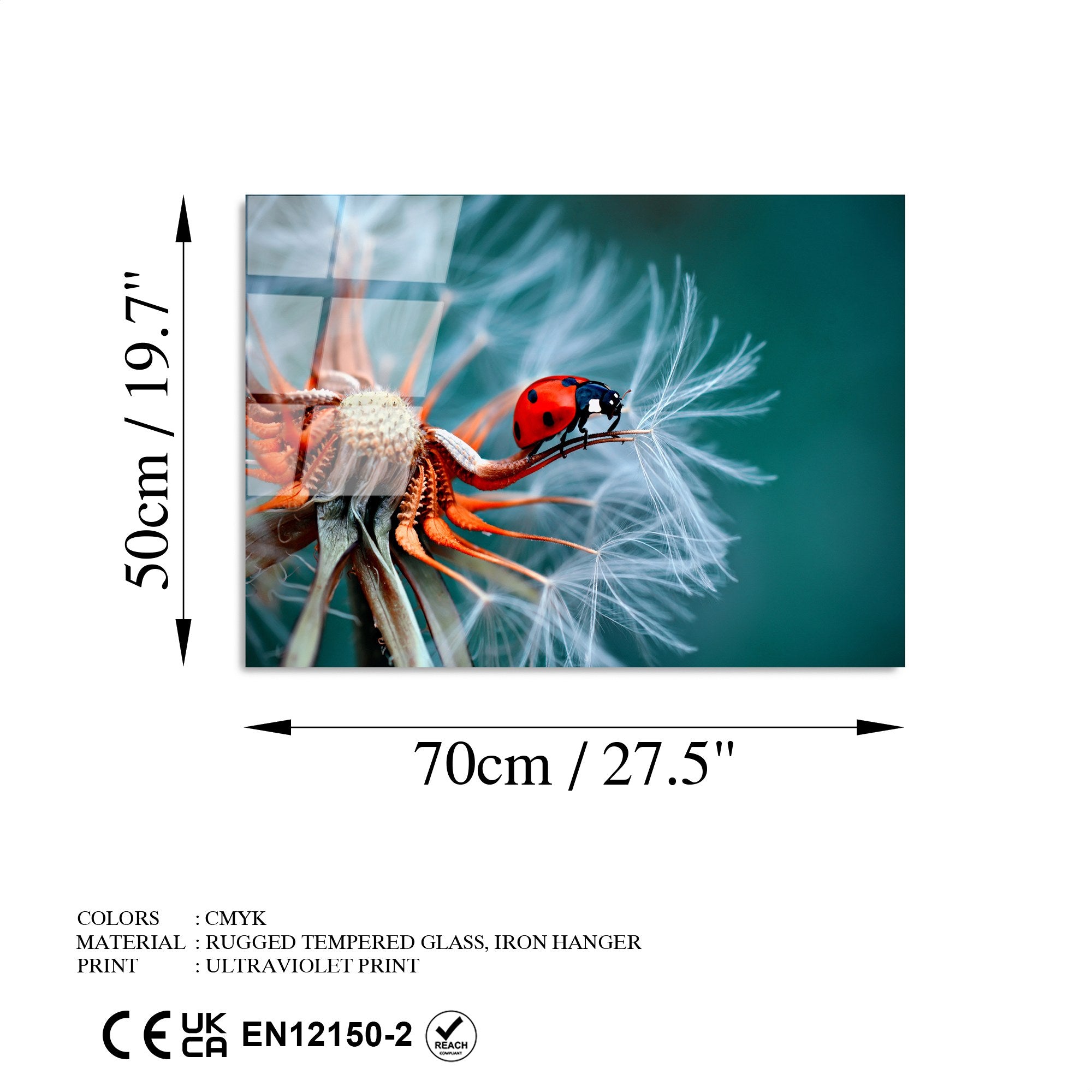 Quadro Decorativo em Vidro Temperado UV-277, Multicolor, 50 x 70 cm (4 mm)