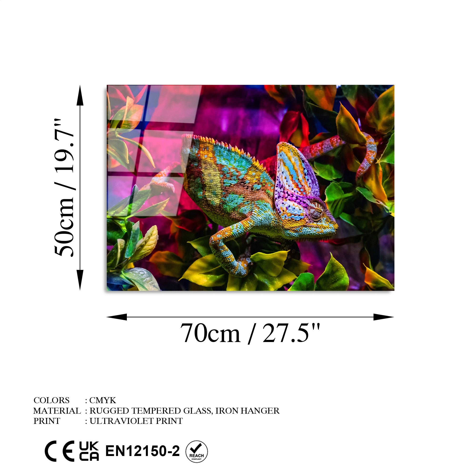 Quadro Decorativo em Vidro Temperado 4 mm (50x70 cm) Multicolor – UV-281