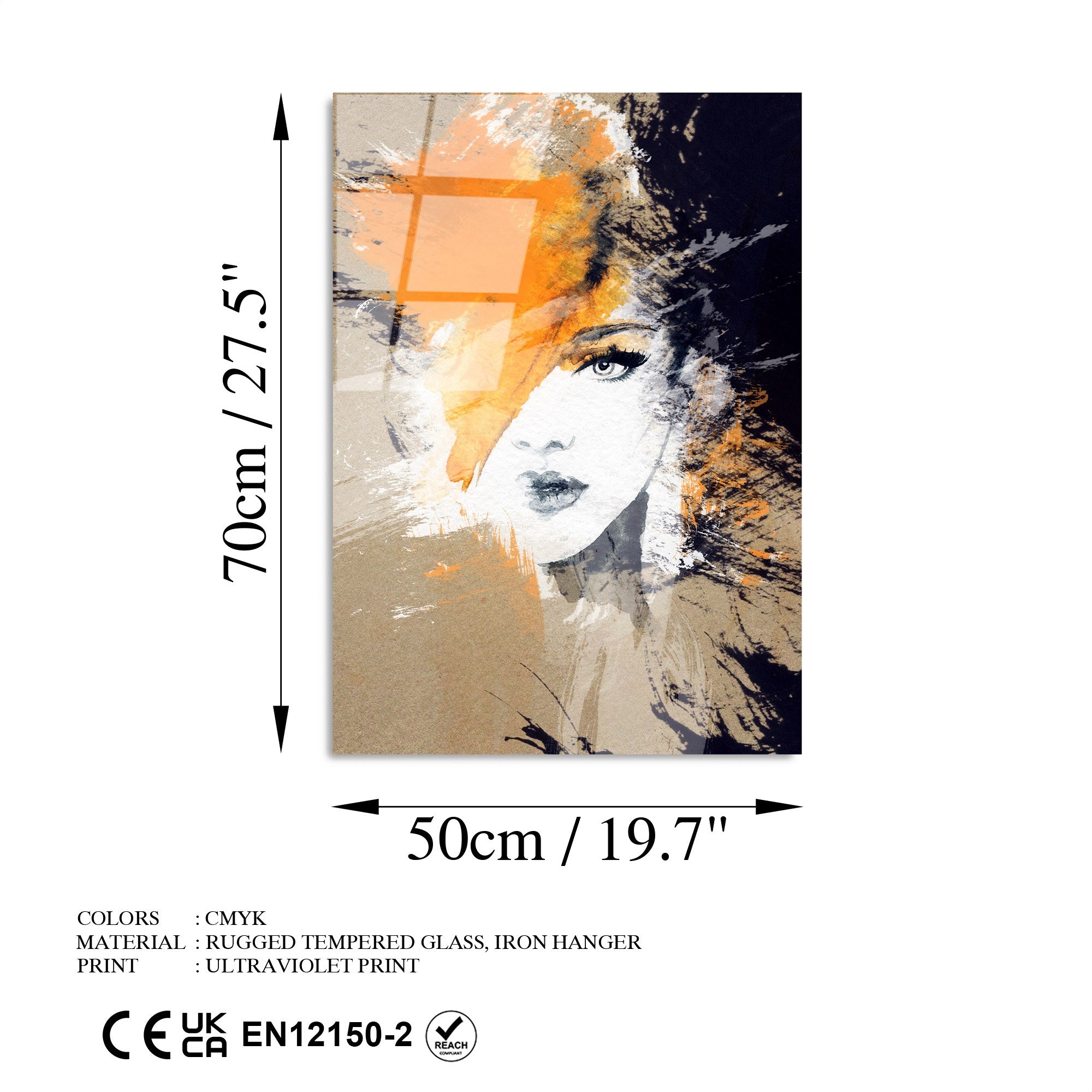 UV-293 Quadro Decorativo em Vidro Temperado 50x70 cm, Multicolor (4 mm)