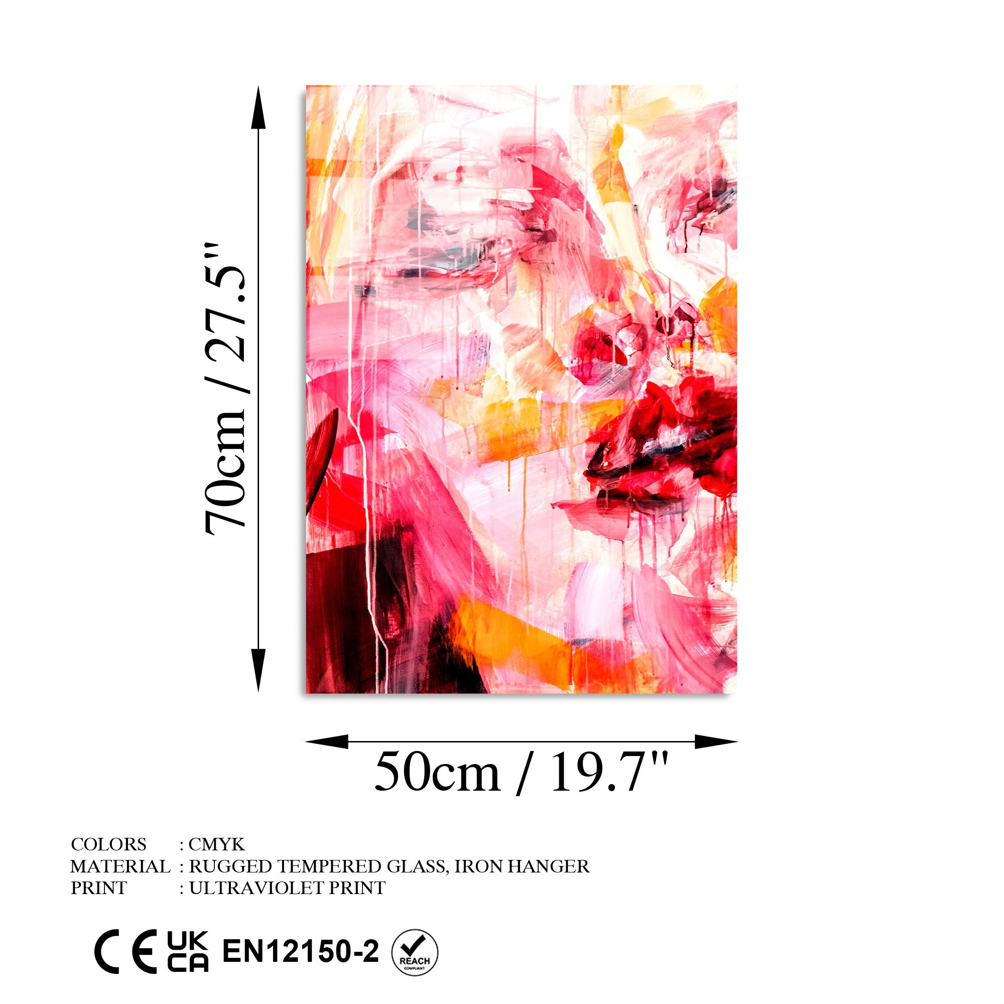 Quadro Decorativo em Vidro Temperado UV-296, 50x70 cm, Multicolor, 4 mm