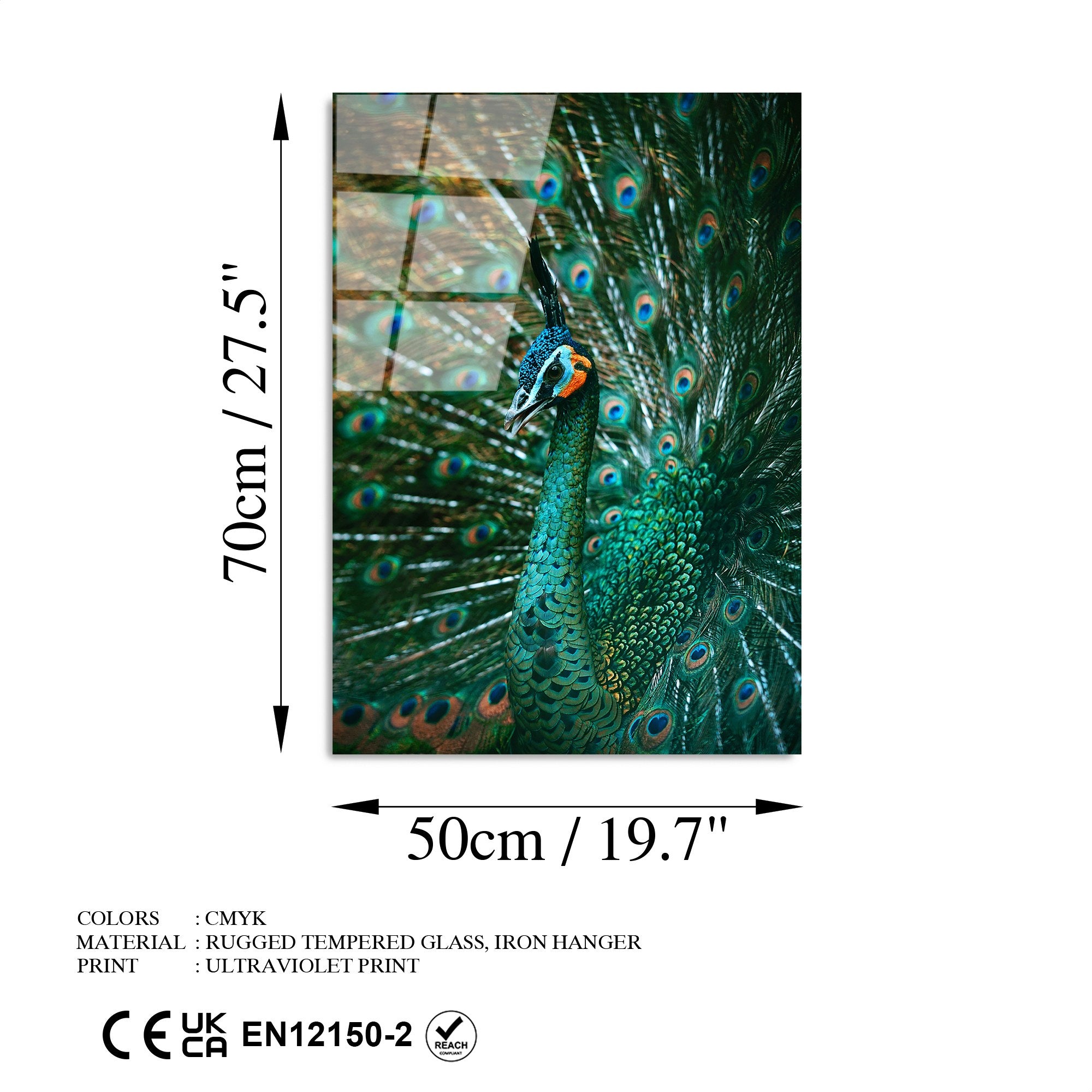 Quadro Decorativo em Vidro Temperado UV-299, 50 x 70 cm, Multicolor, 4 mm