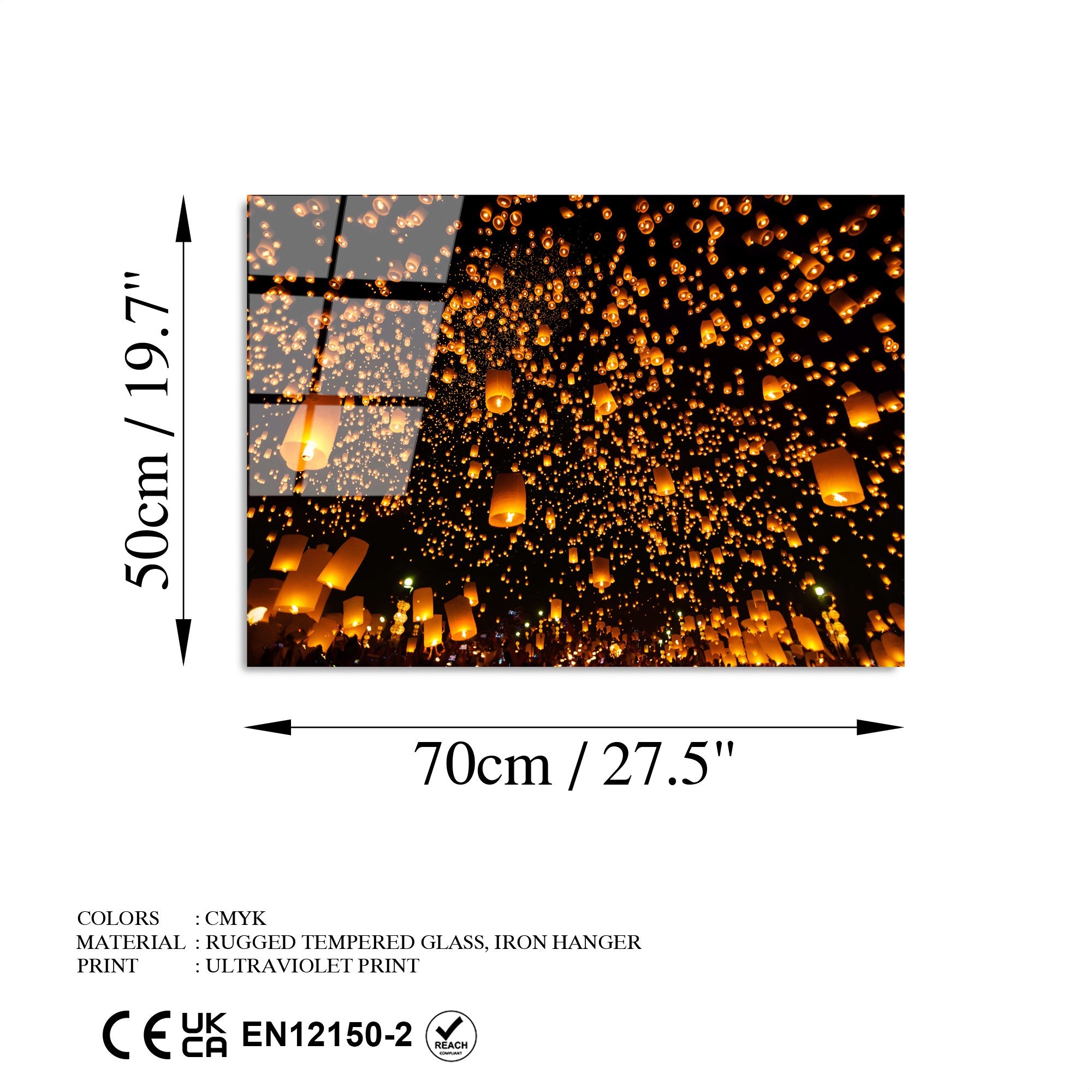 Quadro Decorativo em Vidro Temperado UV-302, 50 x 70 cm, Multicolor, 4 mm