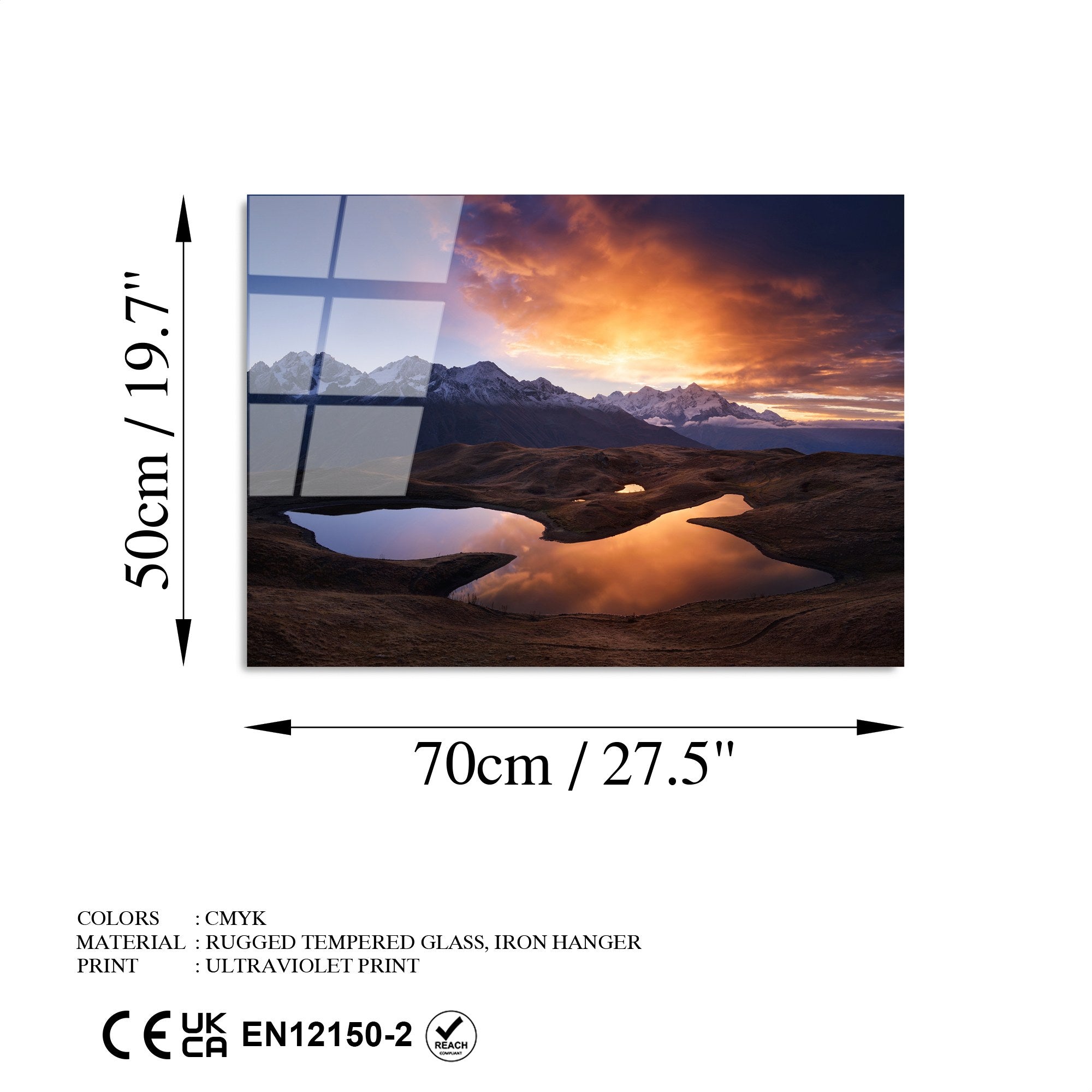 Quadro Decorativo em Vidro Temperado UV-303, 50x70 cm, Multicolor, 4 mm