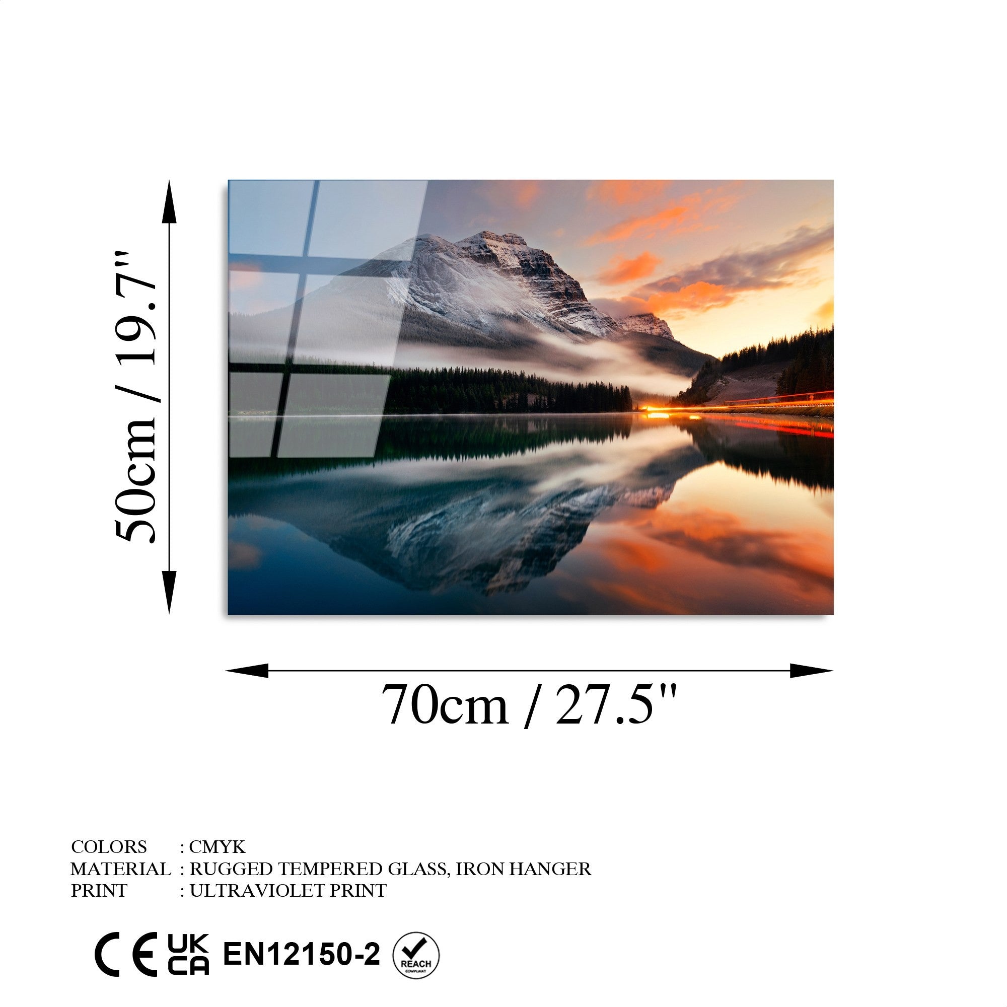 Quadro Decorativo em Vidro Temperado UV-304, Multicolor, 50 x 70 cm (4 mm)