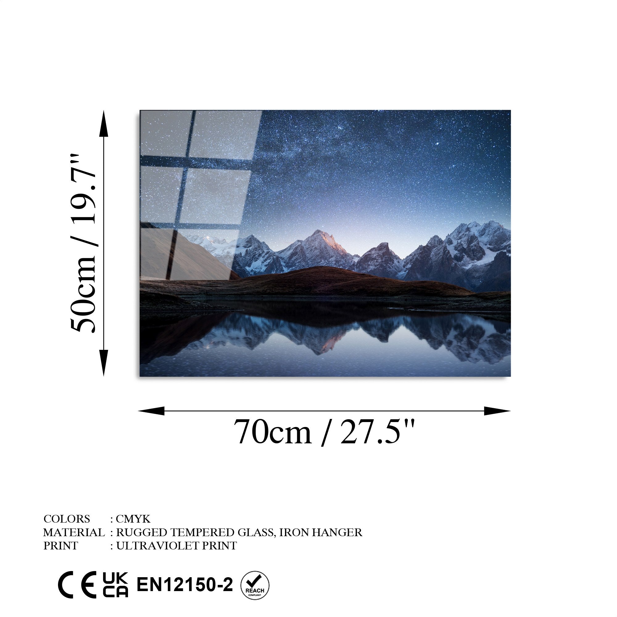 Quadro Decorativo em Vidro Temperado UV-305, 50 x 70 cm, Multicolor, 4 mm