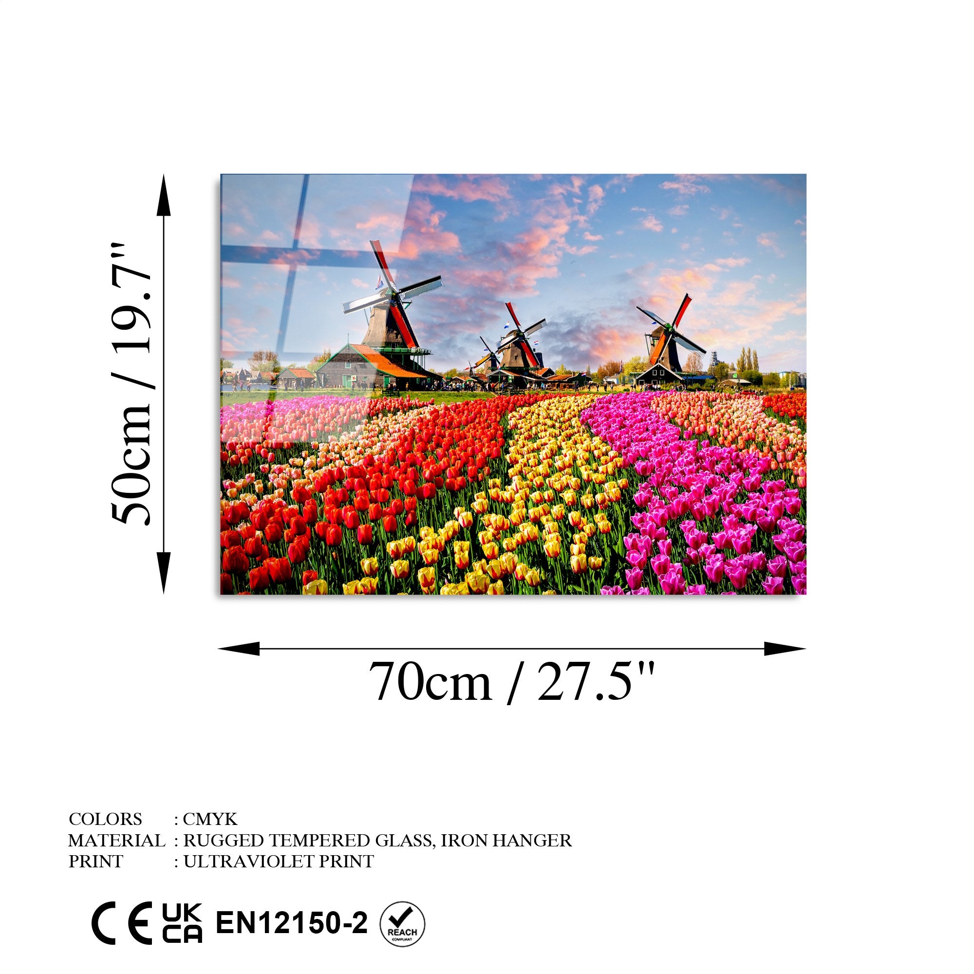 Quadro Decorativo em Vidro Temperado UV-308, Multicor, 50 x 70 cm, 4 mm