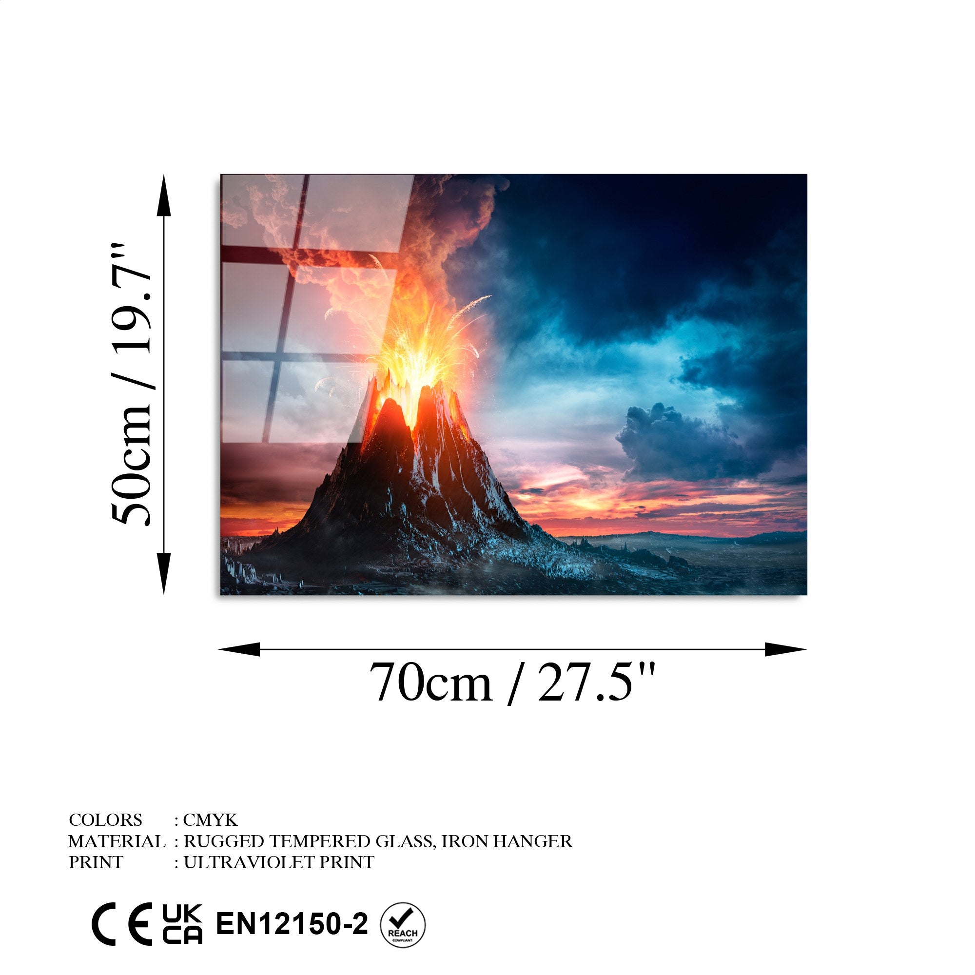 Quadro Decorativo em Vidro Temperado UV-310 (50 x 70 cm), Multicolor, 4 mm