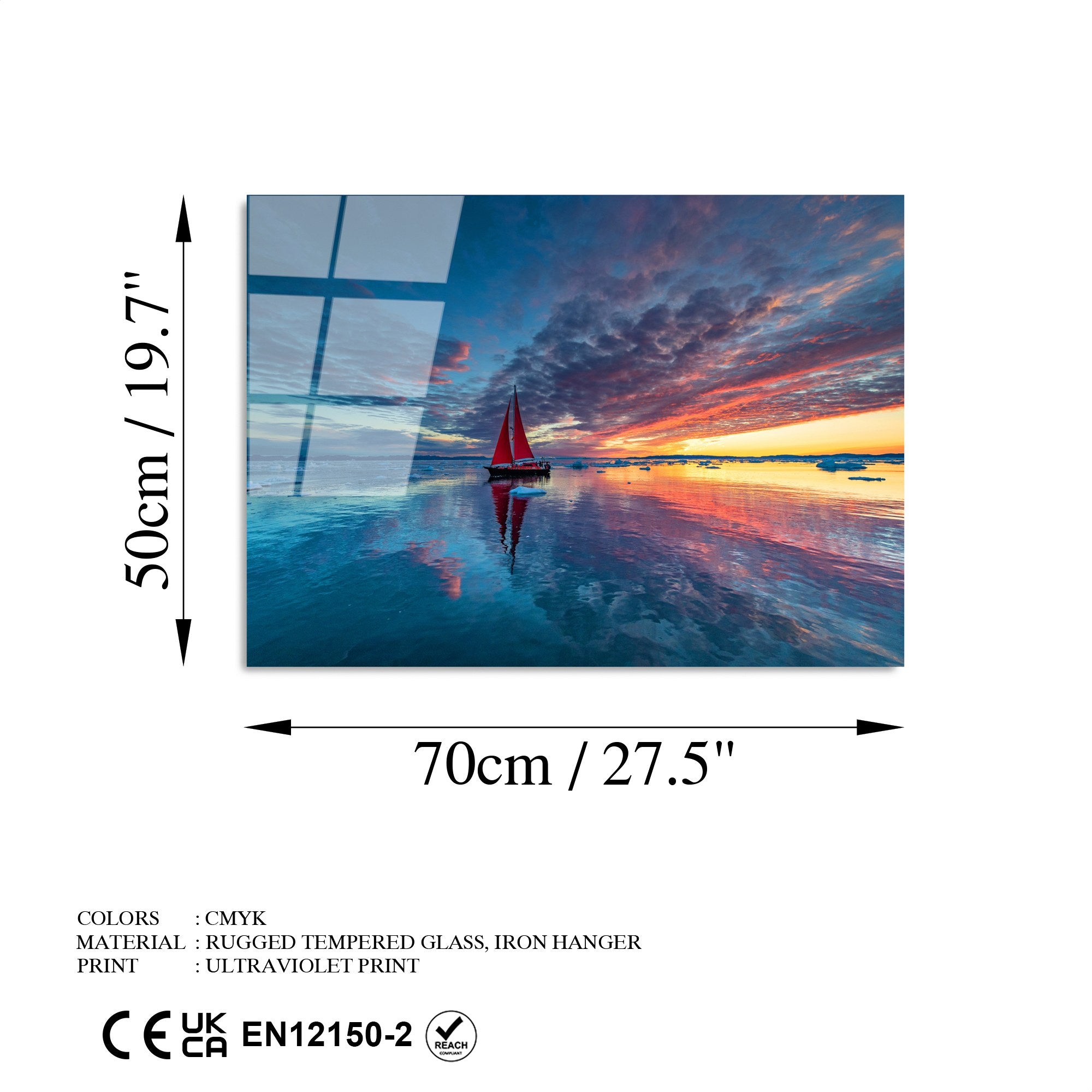 Quadro Decorativo em Vidro Temperado UV-312, 50 x 70 cm, Multicolor (4 mm)