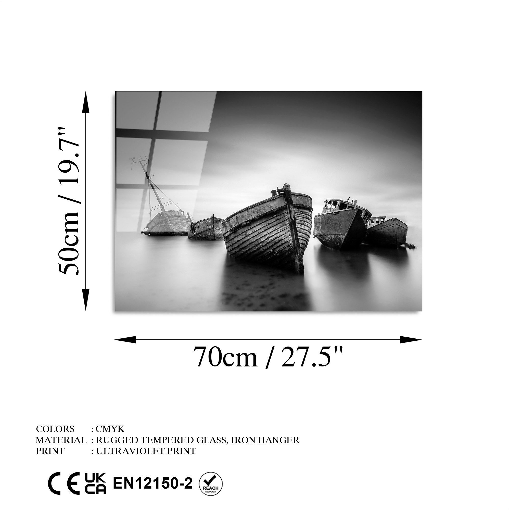 Quadro Decorativo em Vidro Temperado UV-313, Multicolor, 50 x 70 cm, 4 mm