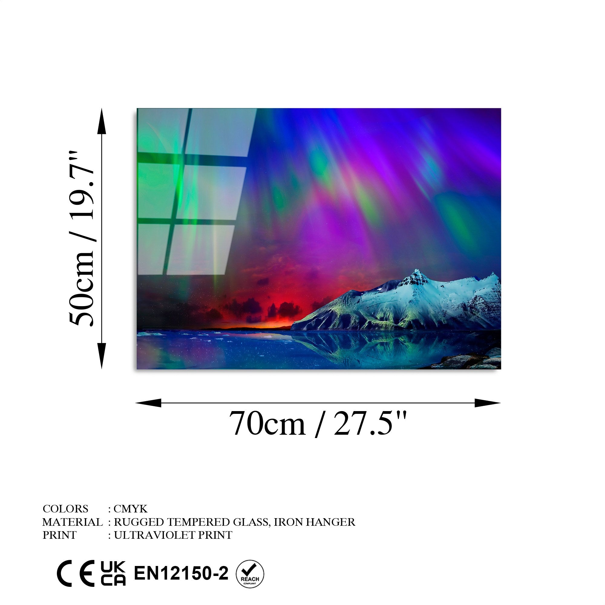 Quadro Decorativo em Vidro Temperado UV-314, Multicolor, 50 x 70 cm (4 mm)