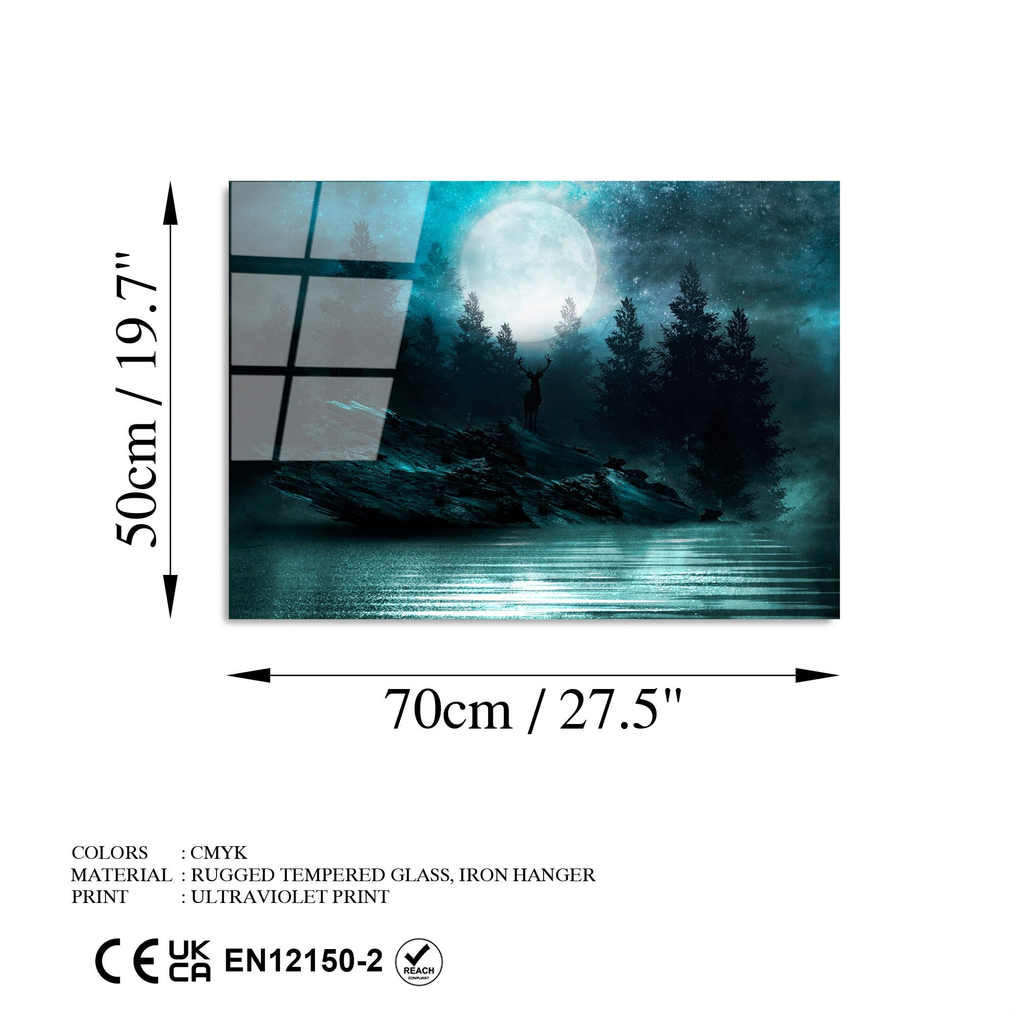 Quadro Decorativo em Vidro Temperado UV-318, Multicolor, 50 x 70 cm (4 mm)