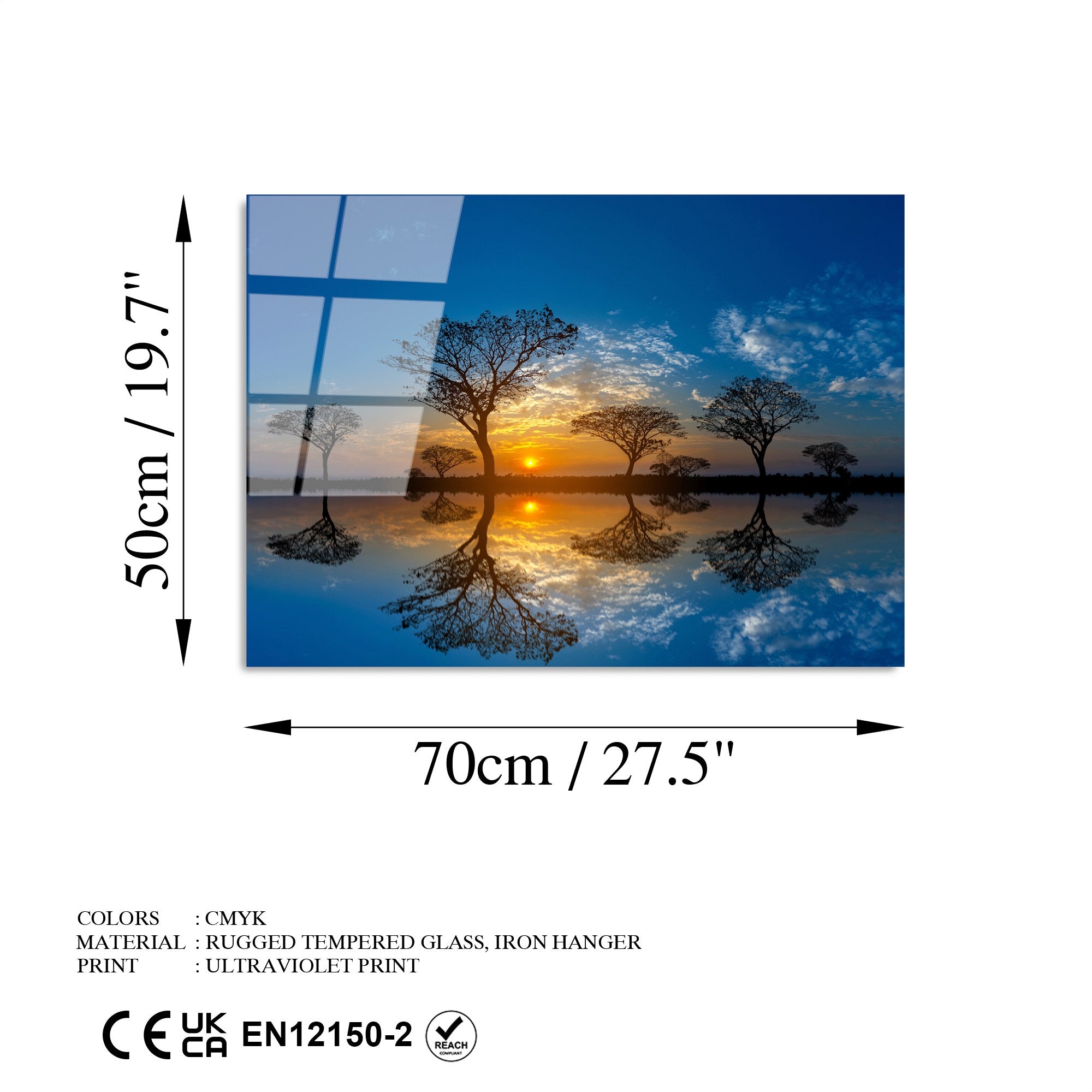 Quadro Decorativo em Vidro Temperado UV-321, 50 x 70 cm, Multicolor, 4 mm