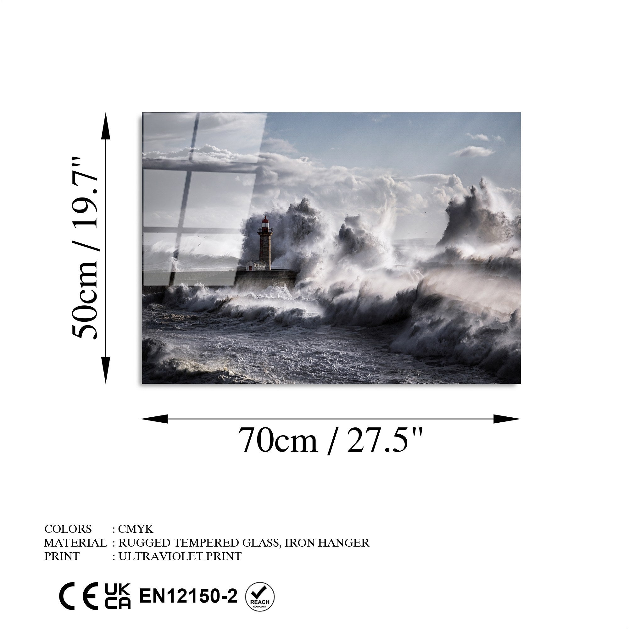 Quadro Decorativo em Vidro Temperado UV-326, 50 x 70 cm, Multicolor, 4 mm