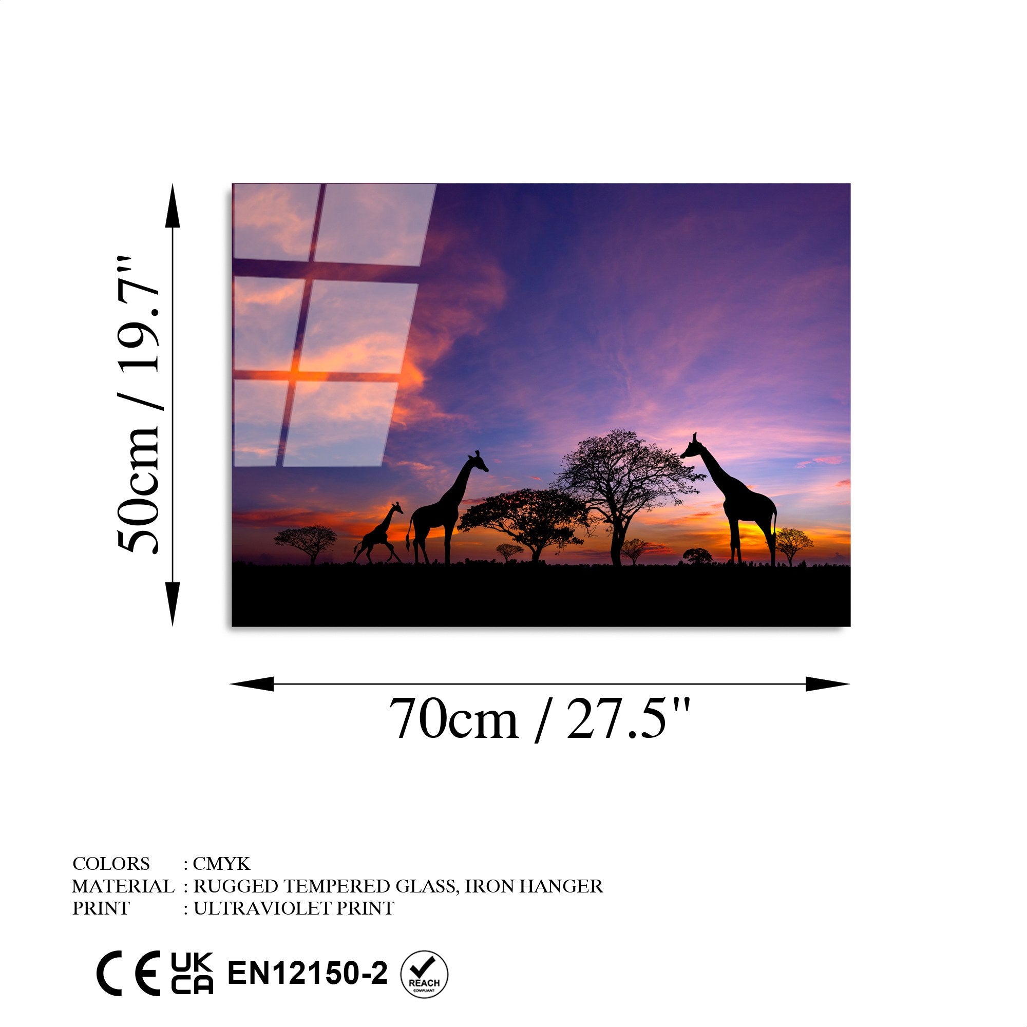 Quadro Decorativo em Vidro Temperado UV-327 Multicolor 50 x 70 cm (4 mm)