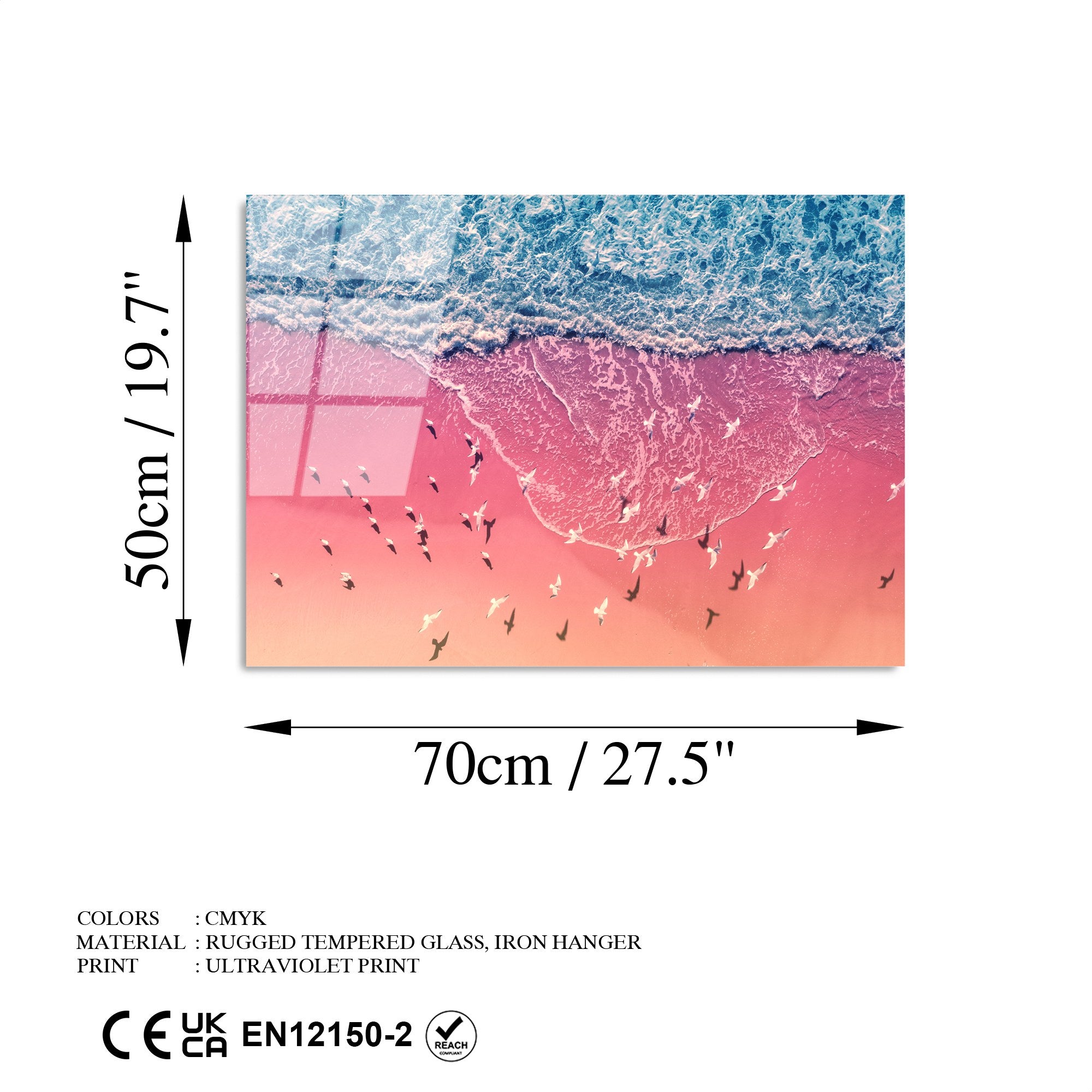 Quadro Decorativo em Vidro Temperado 4 mm 50x70 cm Multicolor – UV-328 (Ref. 123BZM1422)