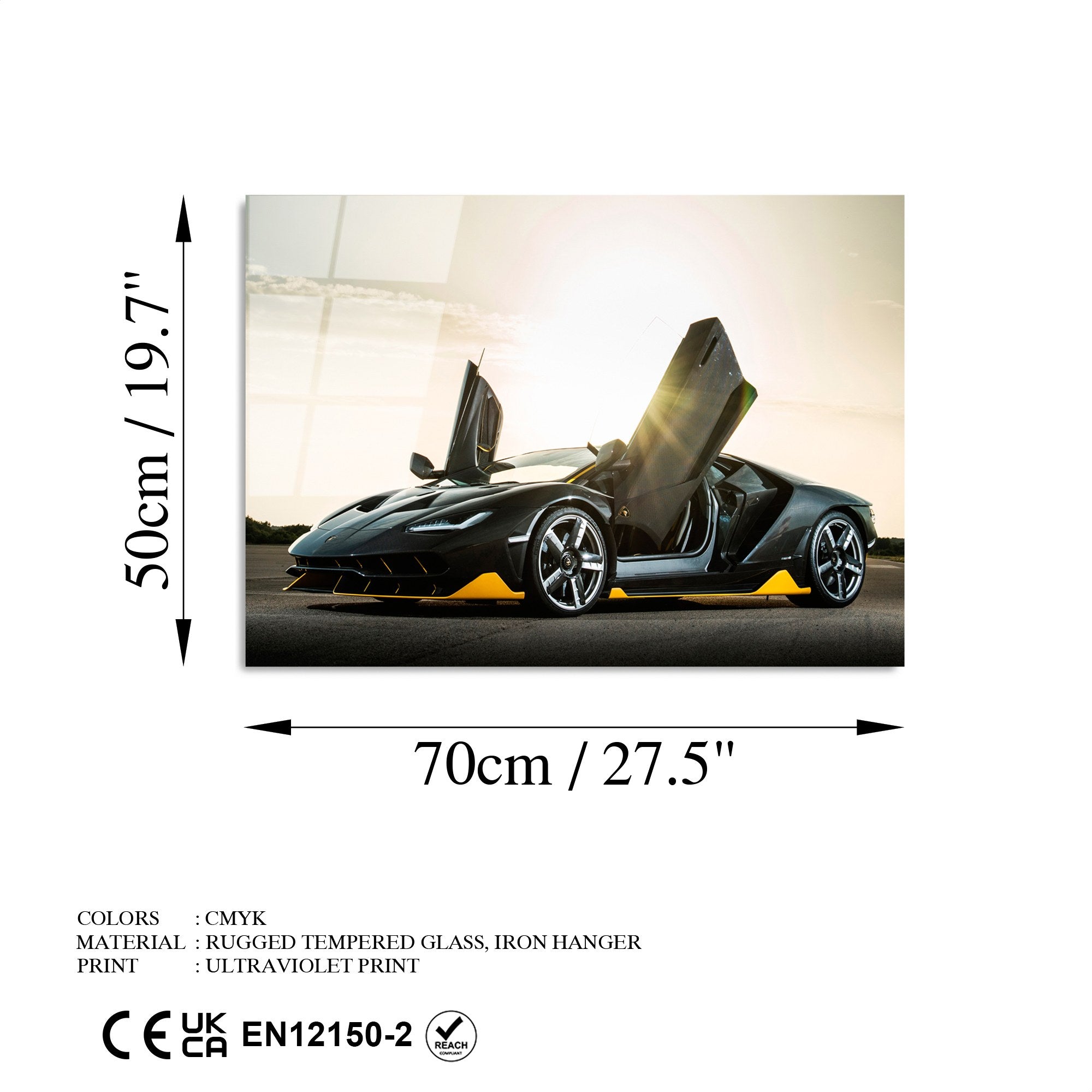 Quadro Decorativo em Vidro 100% Temperado UV-332, 50 x 70 cm, Multicolor, 4 mm