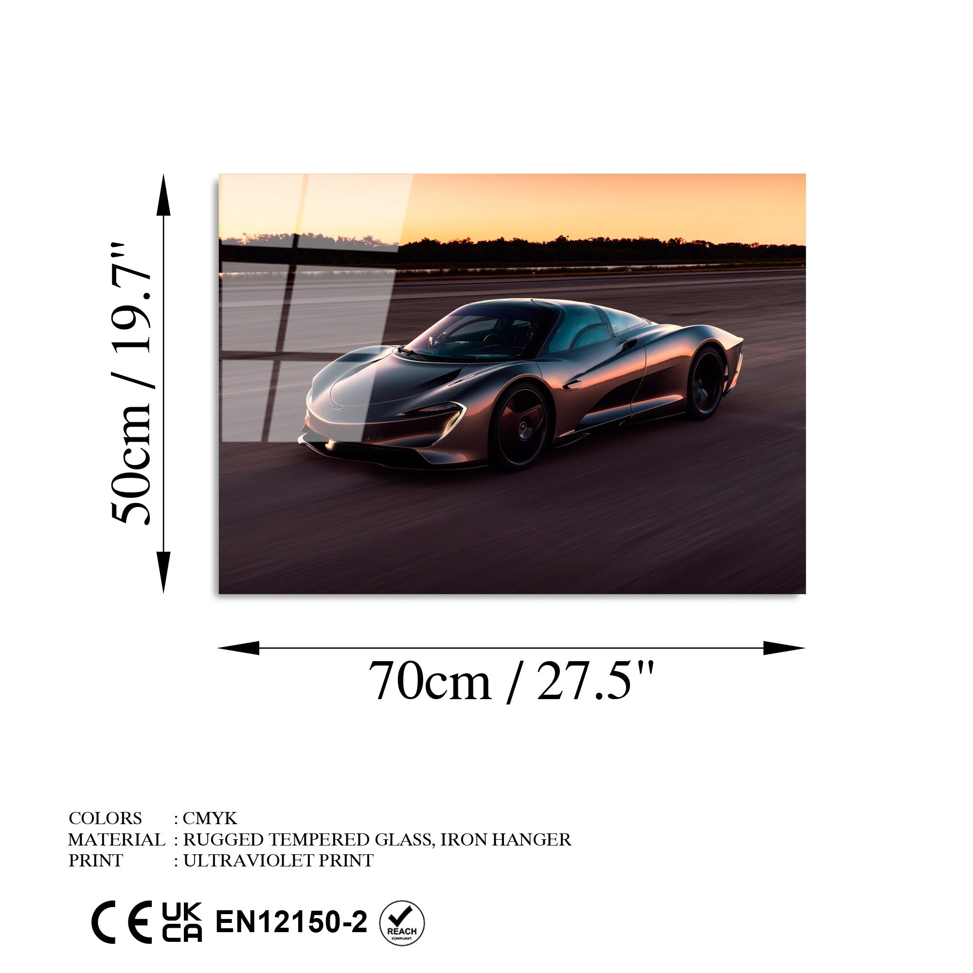 Quadro Decorativo em Vidro Temperado 100% UV-333, Multicolor, 50 x 70 cm (4 mm)