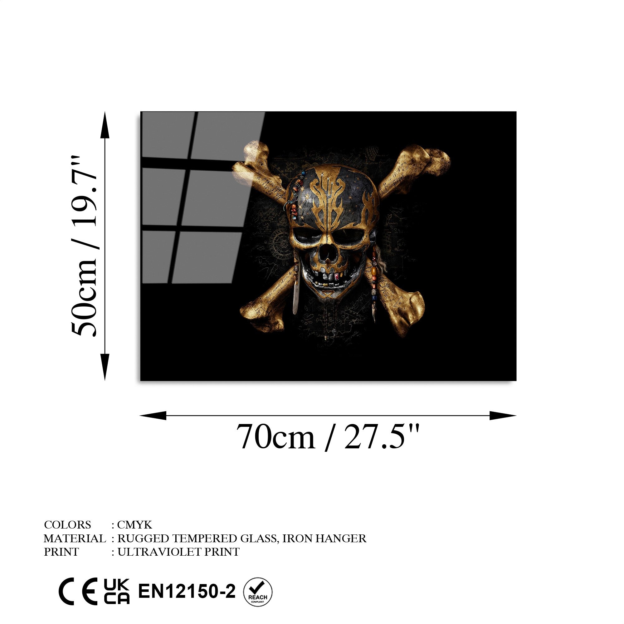 Quadro Decorativo em Vidro Temperado UV-336, Multicor, 50 x 70 cm, 4 mm