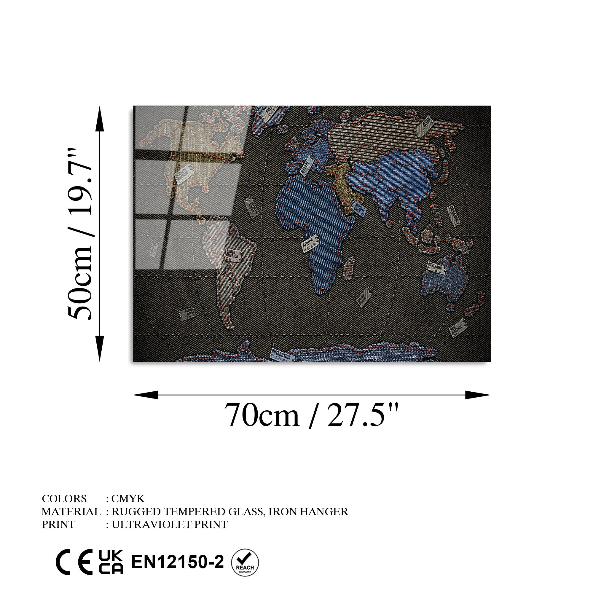 Quadro Decorativo em Vidro Temperado UV-338, Multicolor, 50 x 70 cm (4 mm)