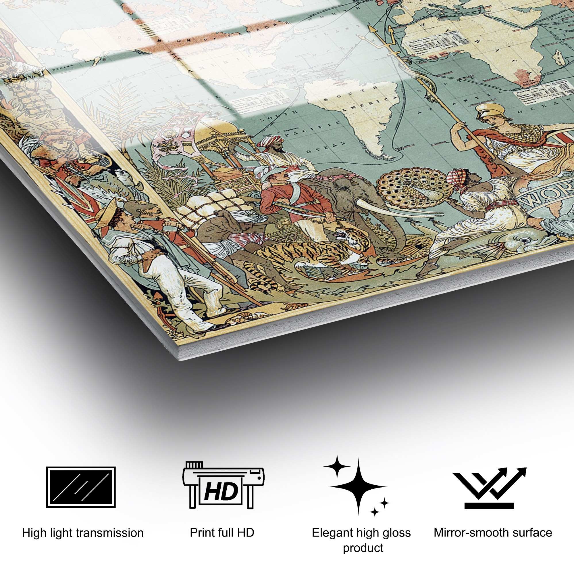 Quadro Decorativo em 100% Vidro Temperado UV-339, Multicolor, 50 x 70 cm (4 mm)