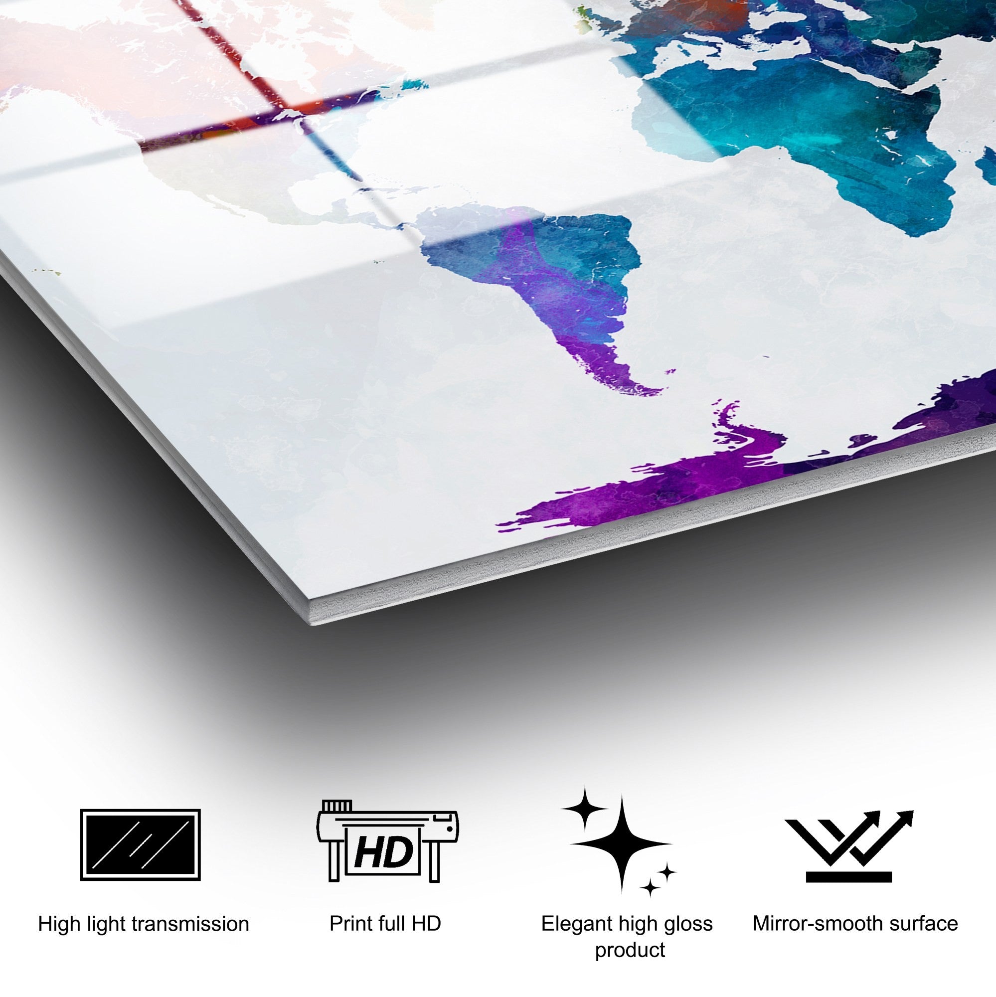 Quadro Decorativo em Vidro Temperado UV-340, Multicolor, 50 x 70 cm, 4 mm