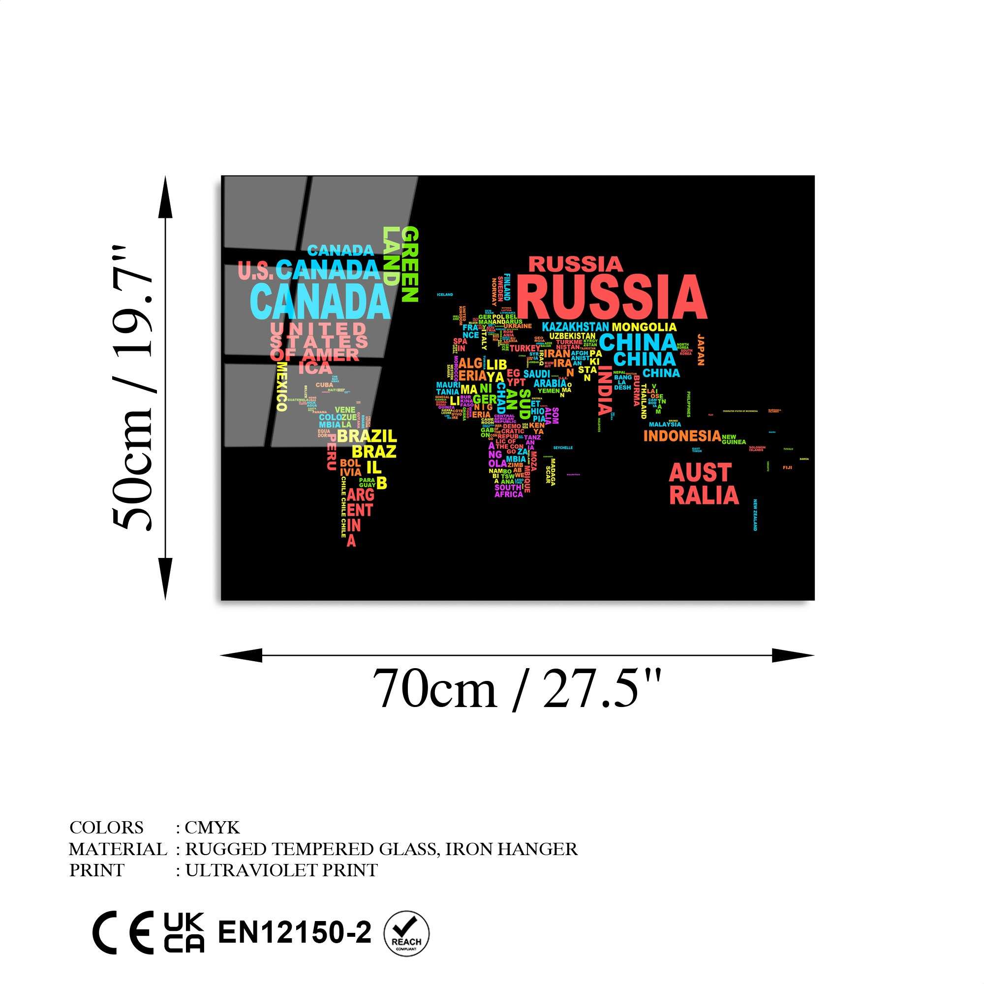 Quadro Decorativo 100% Vidro Temperado UV-341, Multicolor, 50 x 70 cm (4 mm)