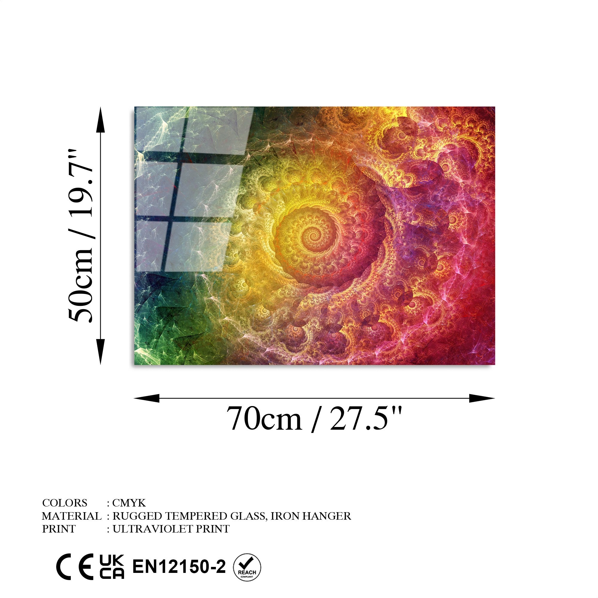 Quadro Decorativo em Vidro Temperado UV-342, Multicolor, 50 x 70 cm, 4 mm