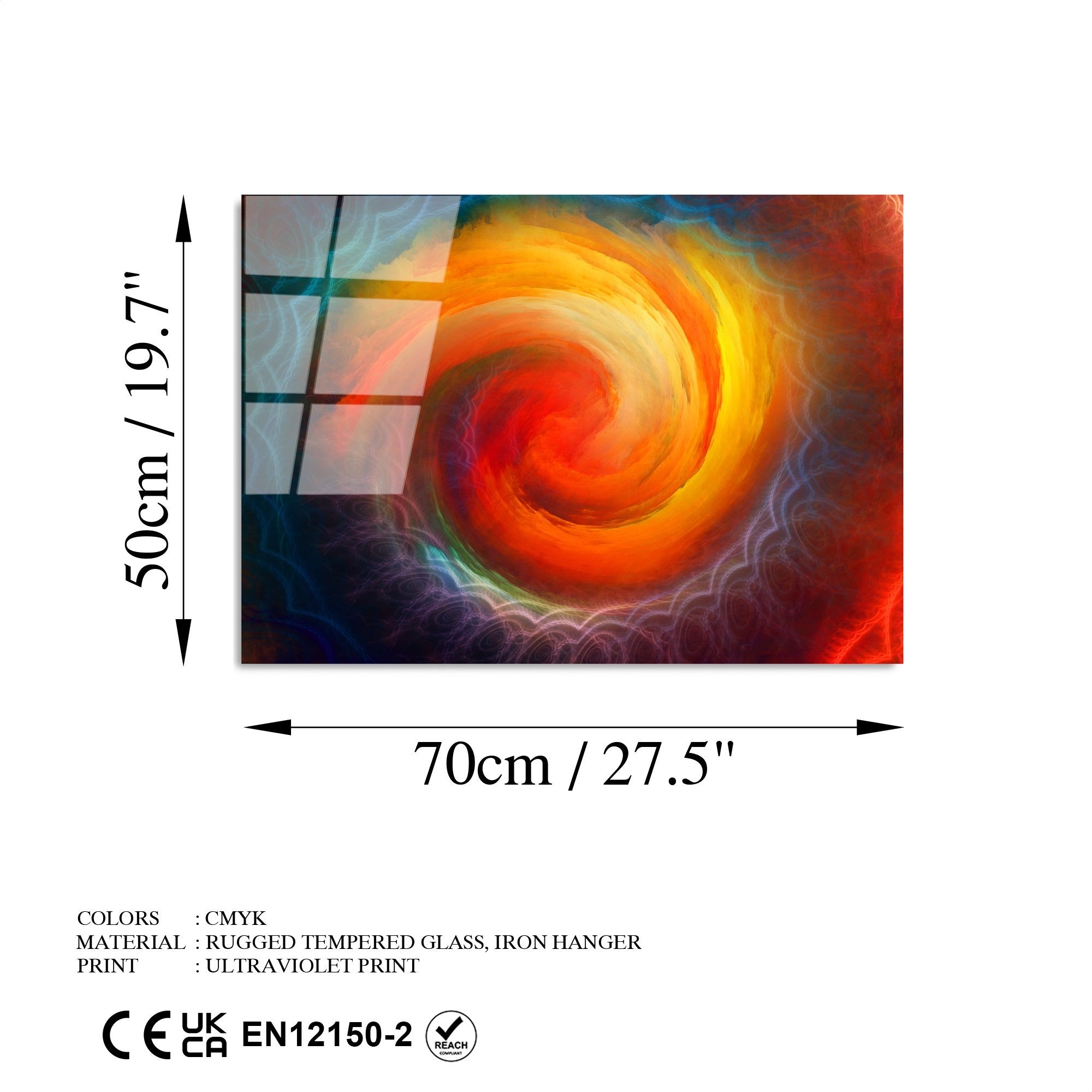 Quadro Decorativo em Vidro Temperado UV-343, 50 x 70 cm, Multicolor, 4 mm