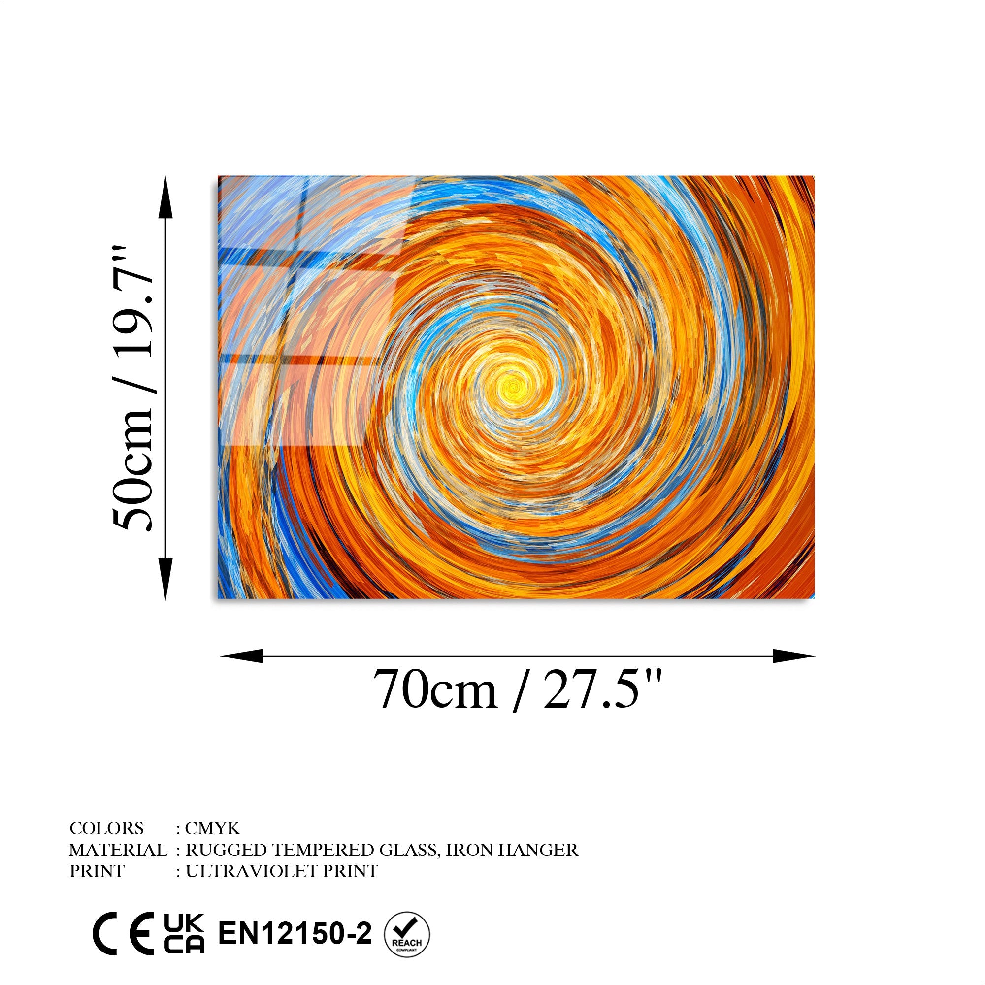 Quadro Decorativo em Vidro Temperado 4 mm 50x70 cm — Multicolor | UV-344 (123BZM1438)