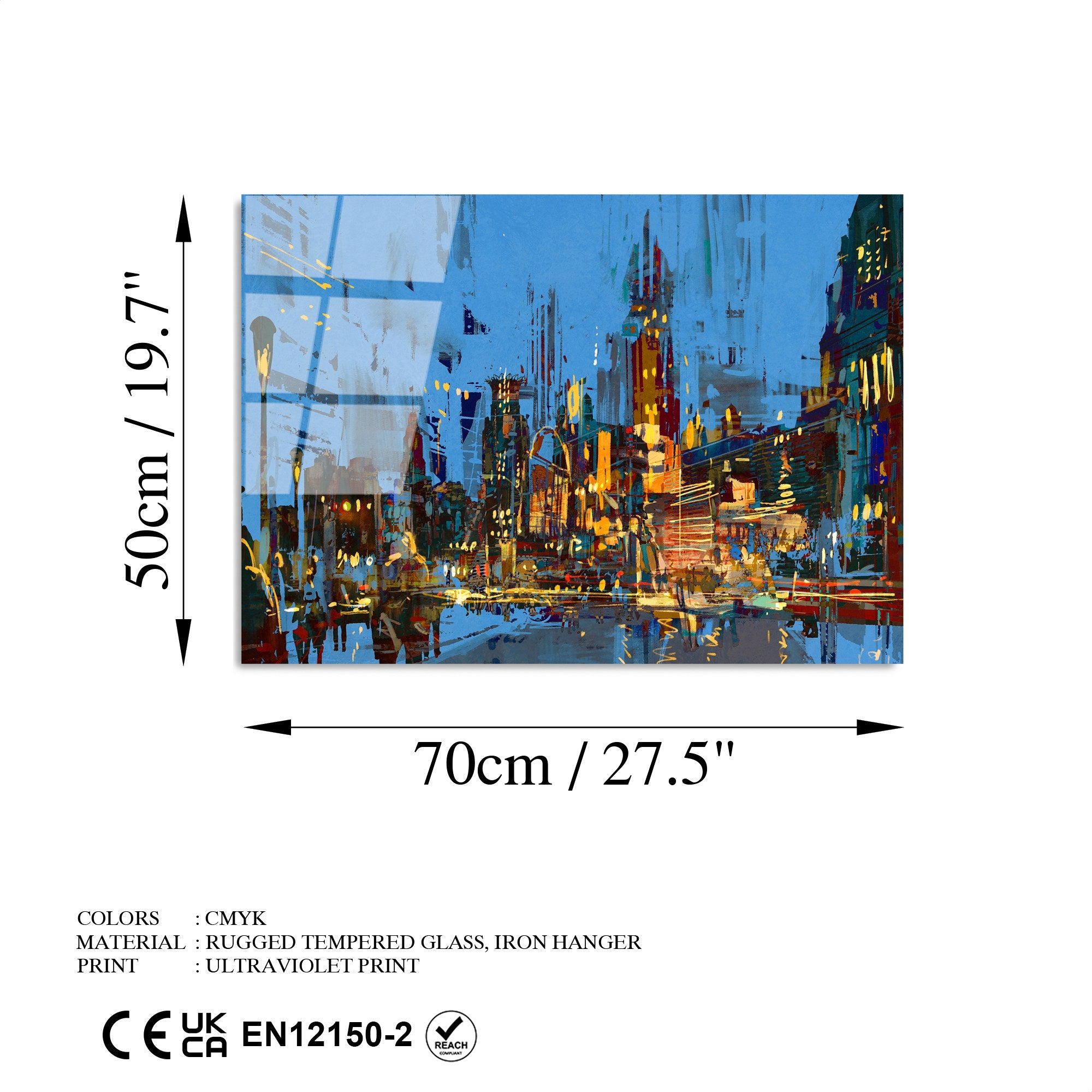 Quadro Decorativo em Vidro Temperado UV-345 50x70 cm, Multicolor, 4 mm