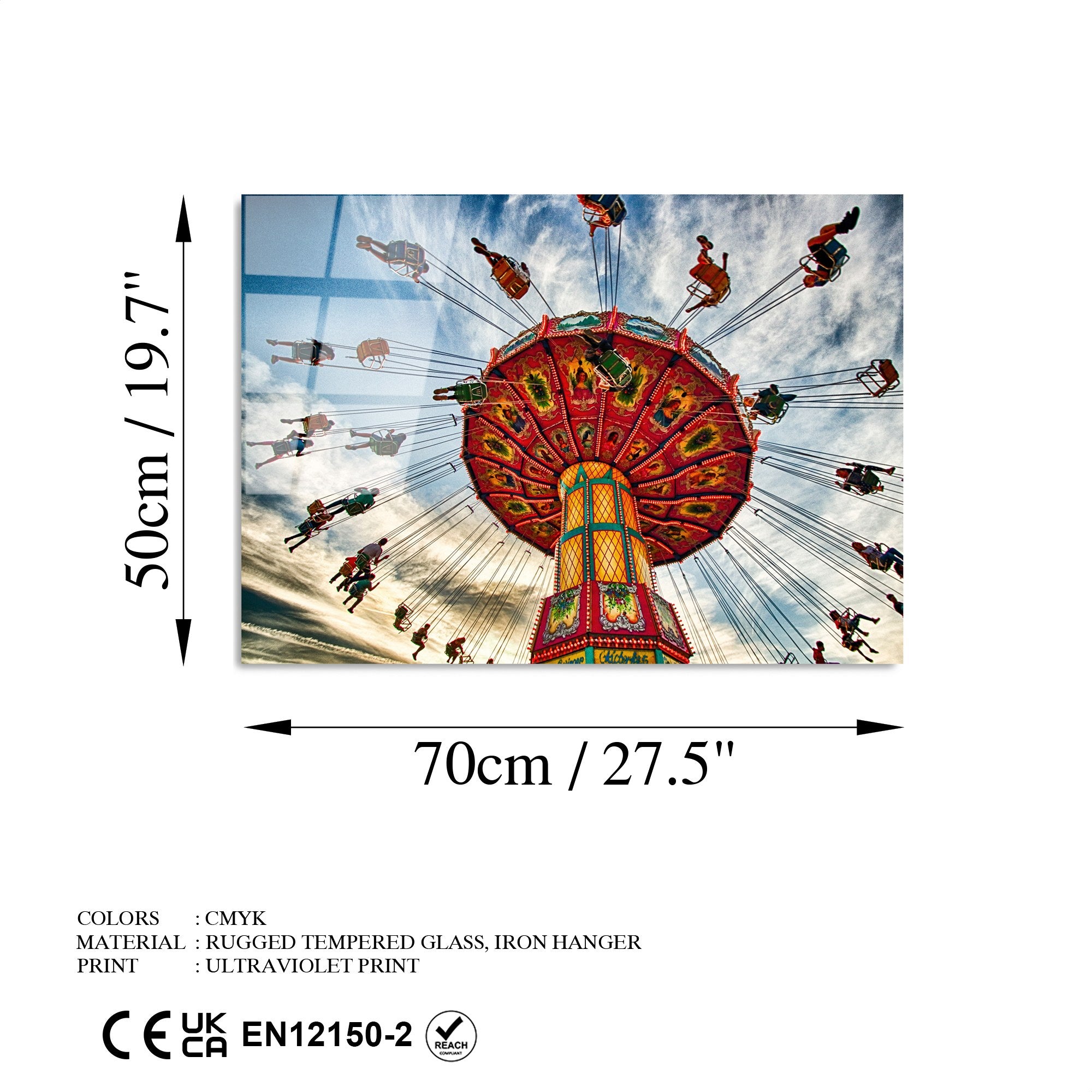 Quadro Decorativo em Vidro Temperado Multicolor 50 x 70 cm (4 mm) – UV-347