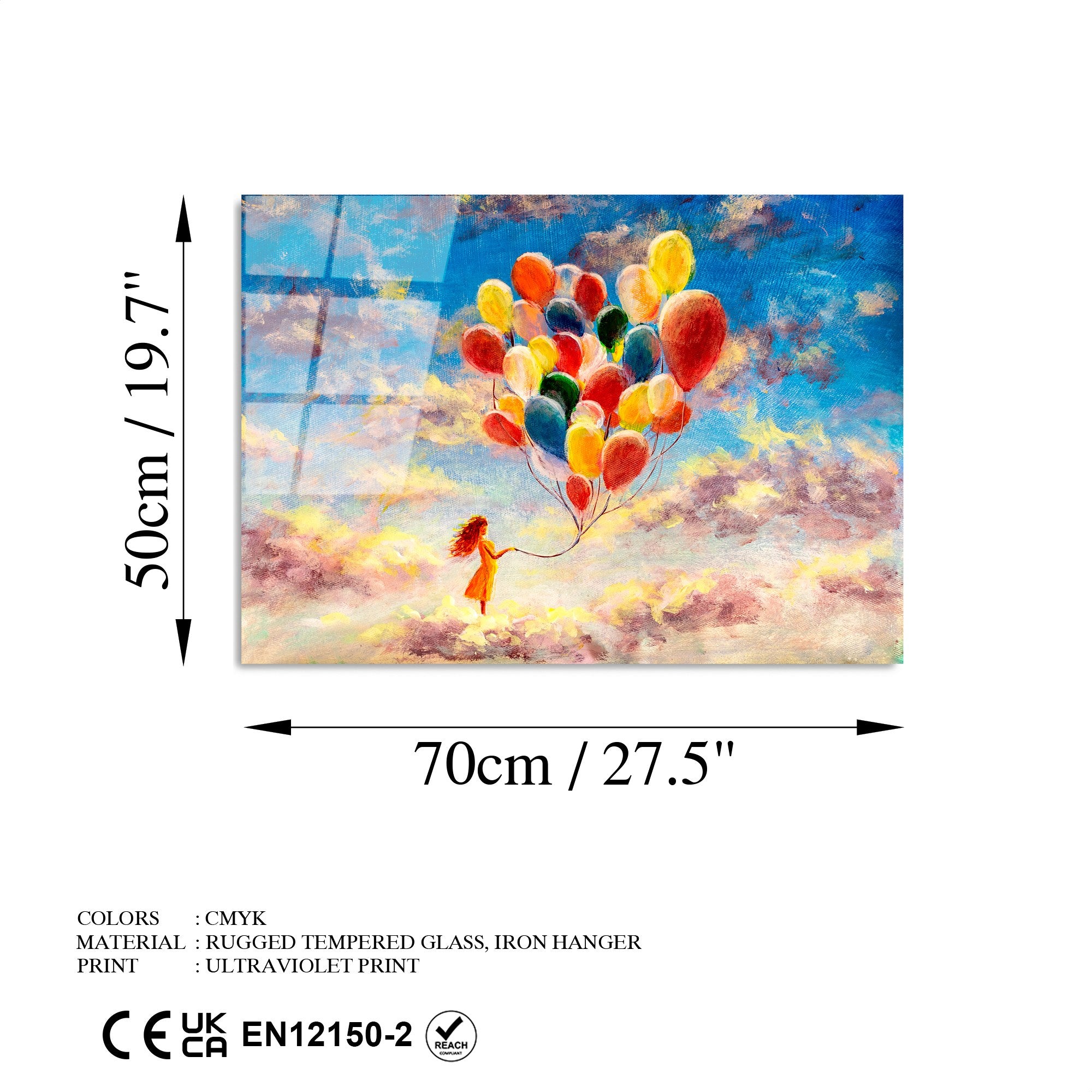 Quadro Decorativo em 100% Vidro Temperado UV-348, Multicolor, 50 x 70 cm (4 mm)