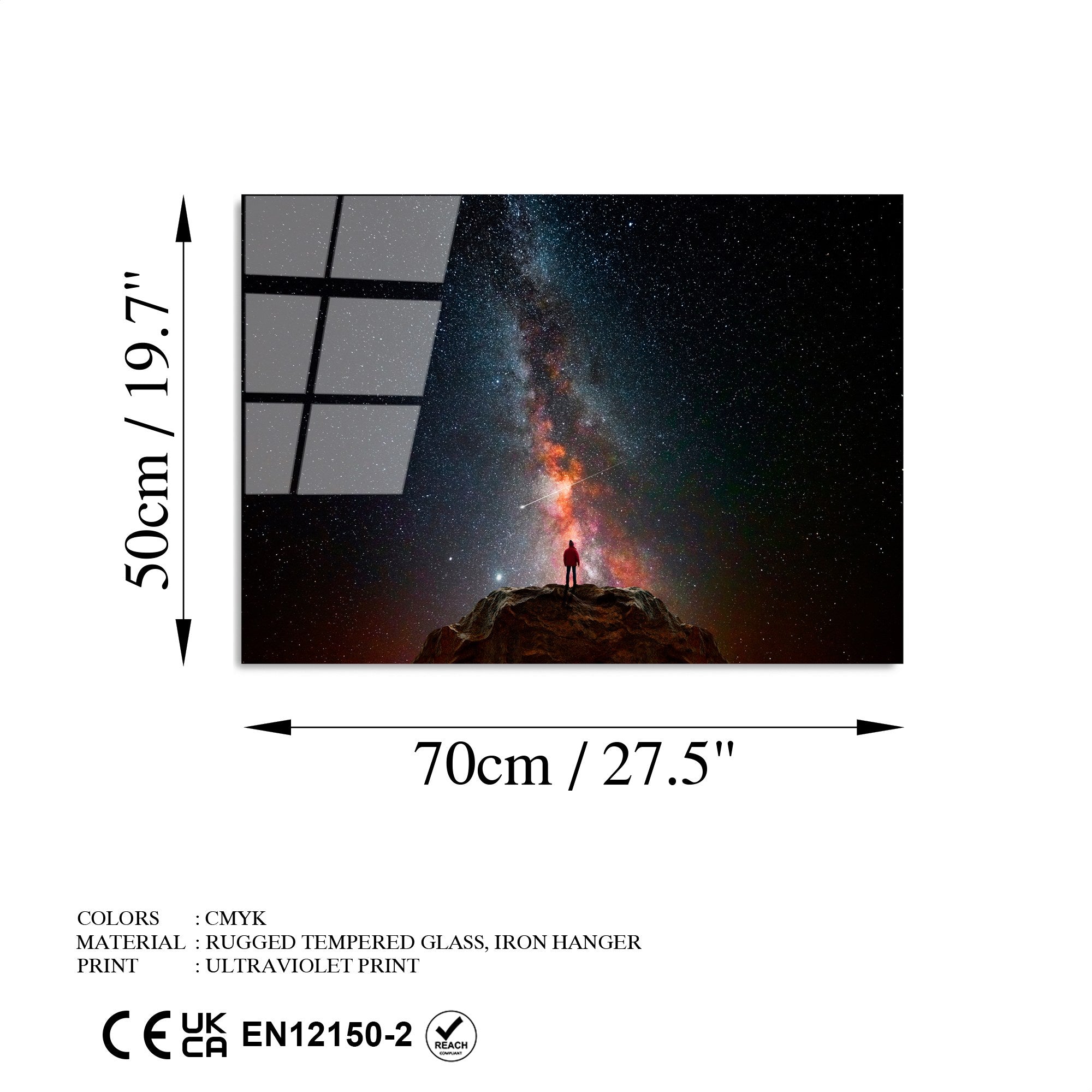 Quadro Decorativo em Vidro Temperado UV-352 (4 mm), Multicolor, 50 x 70 cm