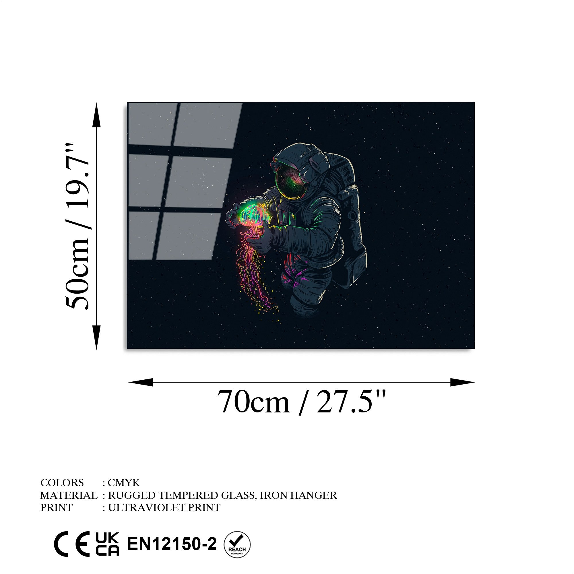 Quadro Decorativo em Vidro Temperado UV-353, 50x70 cm, Multicolor, 4 mm, 3,882 kg