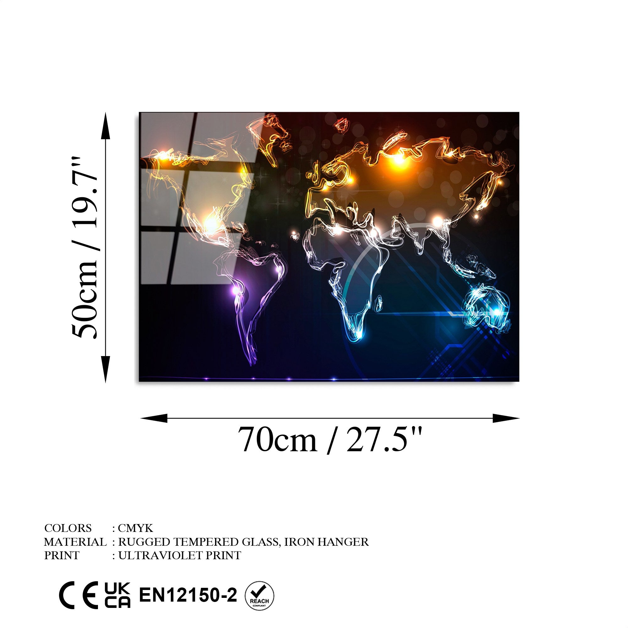 Quadro Decorativo em Vidro Temperado UV-357, 50 x 70 cm, Multicolorido, 4 mm