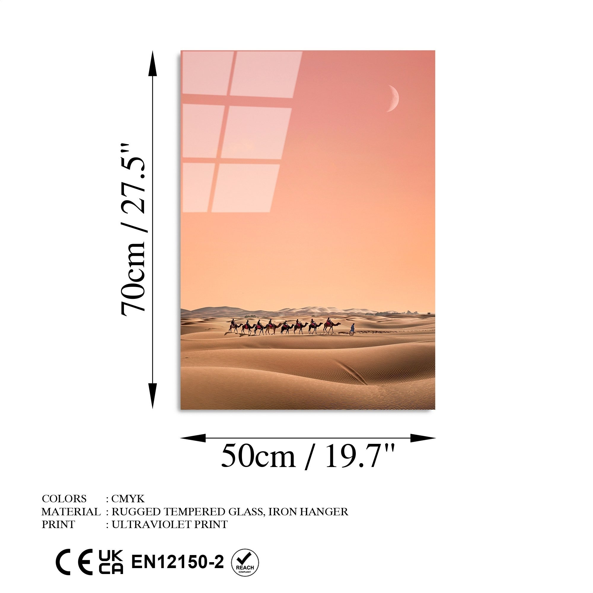 Quadro Decorativo em Vidro Temperado UV-361, Multicolor, 50 x 70 cm (4 mm)