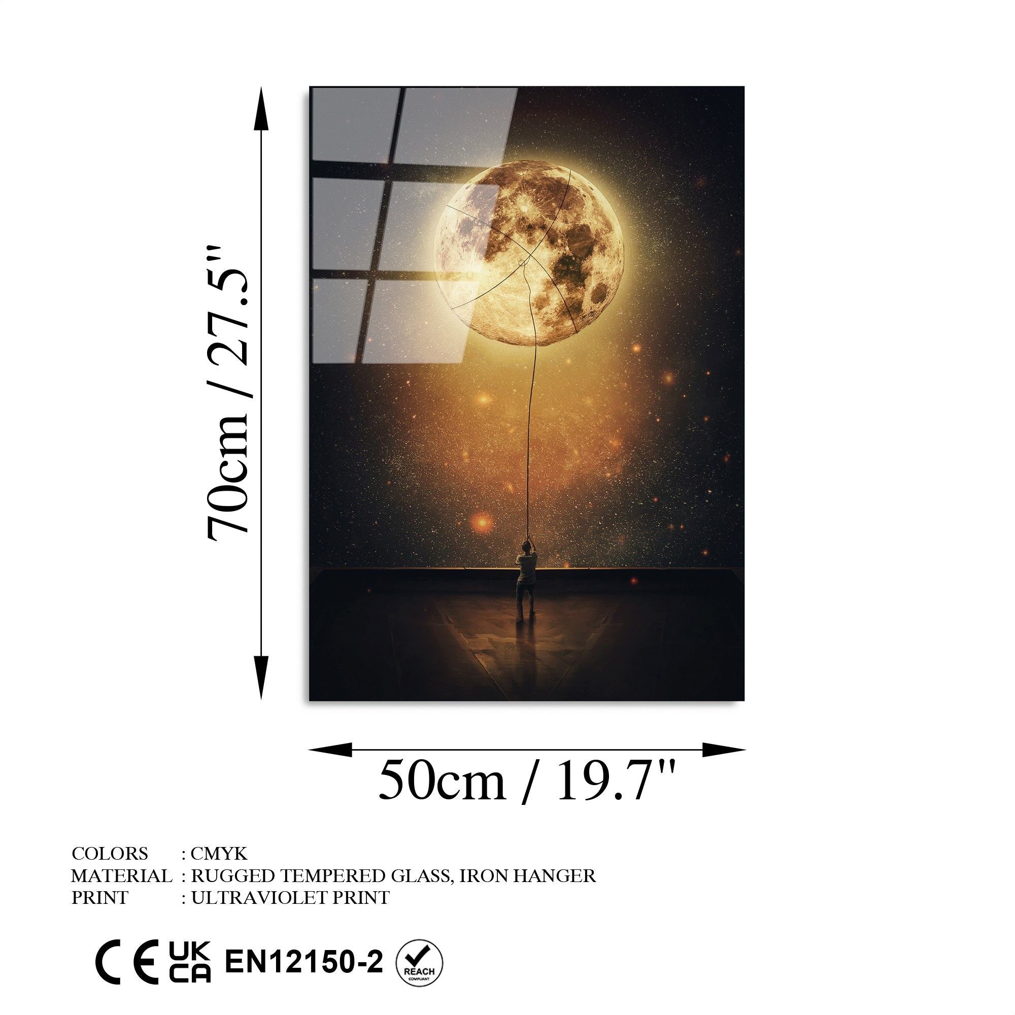 Quadro Decorativo em Vidro Temperado 4 mm UV-362, Multicor, 50 x 70 cm