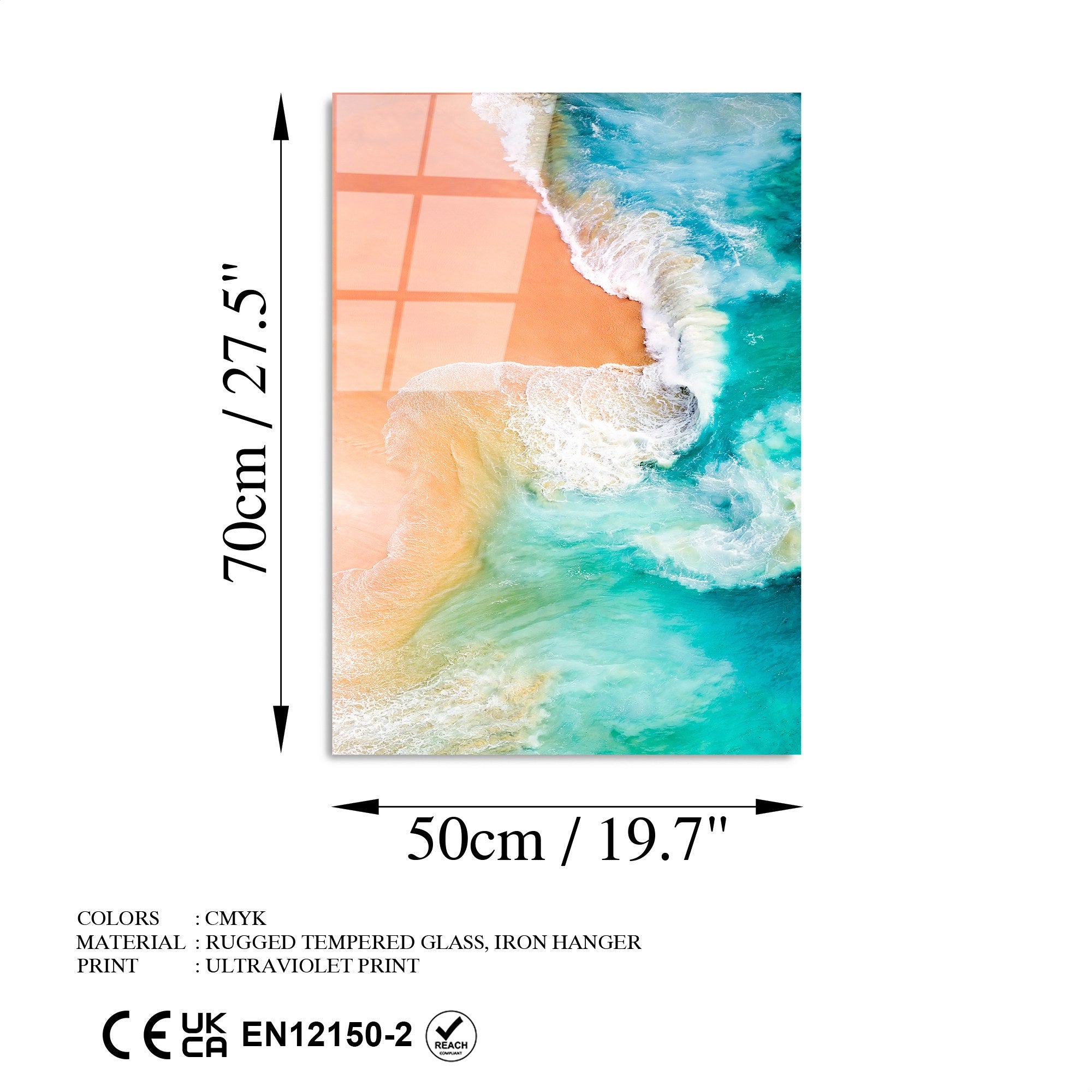 Quadro Decorativo em Vidro Temperado UV-363, 50 x 70 cm, Multicolor, 4 mm