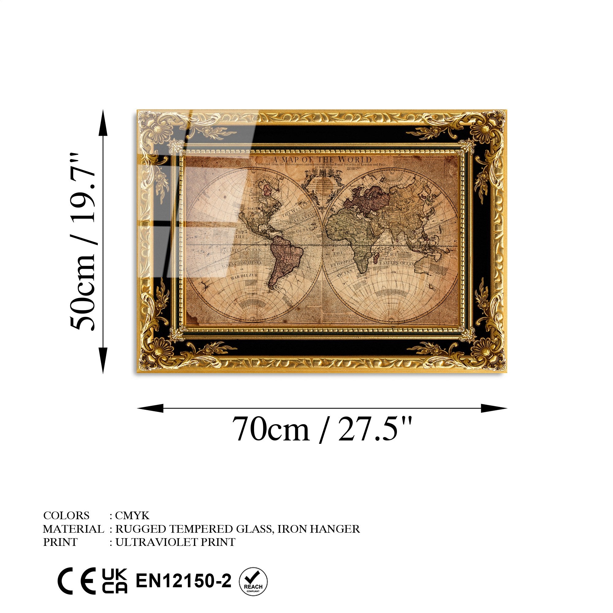 Quadro Decorativo em Vidro Temperado (4 mm) UV-364, Multicolor, 50 x 70 cm