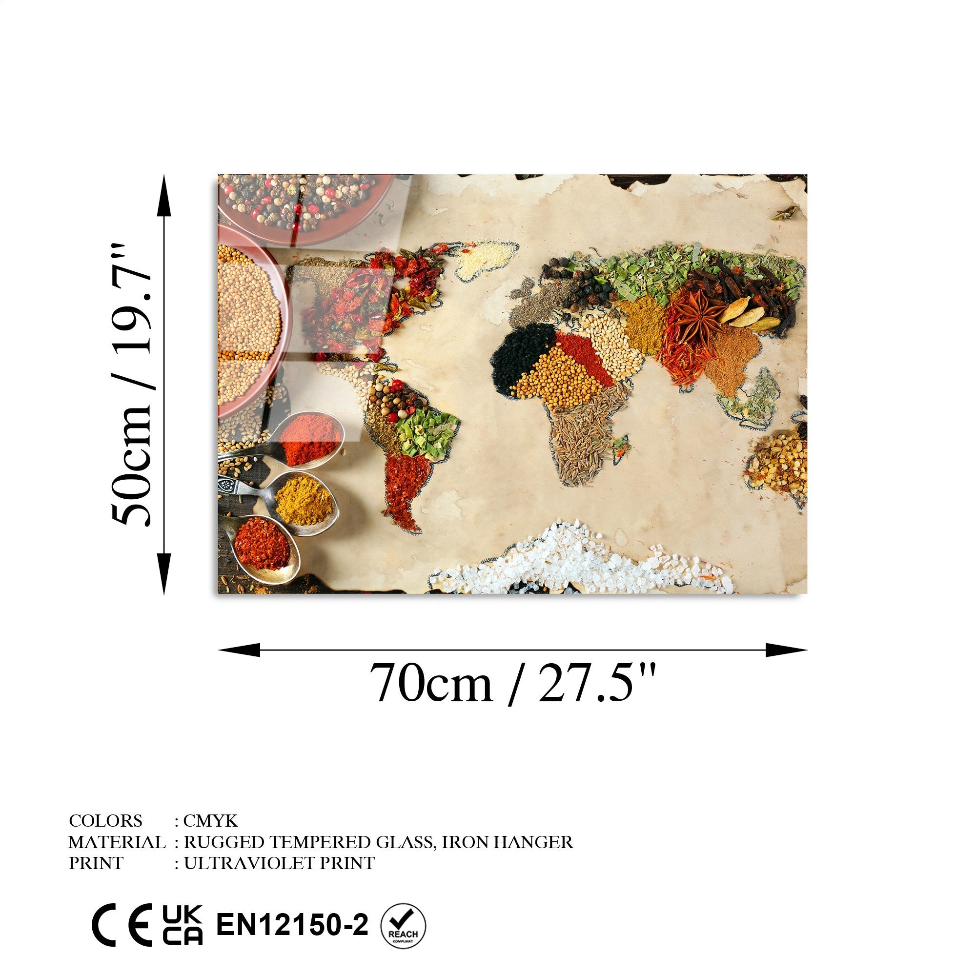 Quadro Decorativo em Vidro Temperado UV-365, 50 x 70 cm, Multicolor, 4 mm