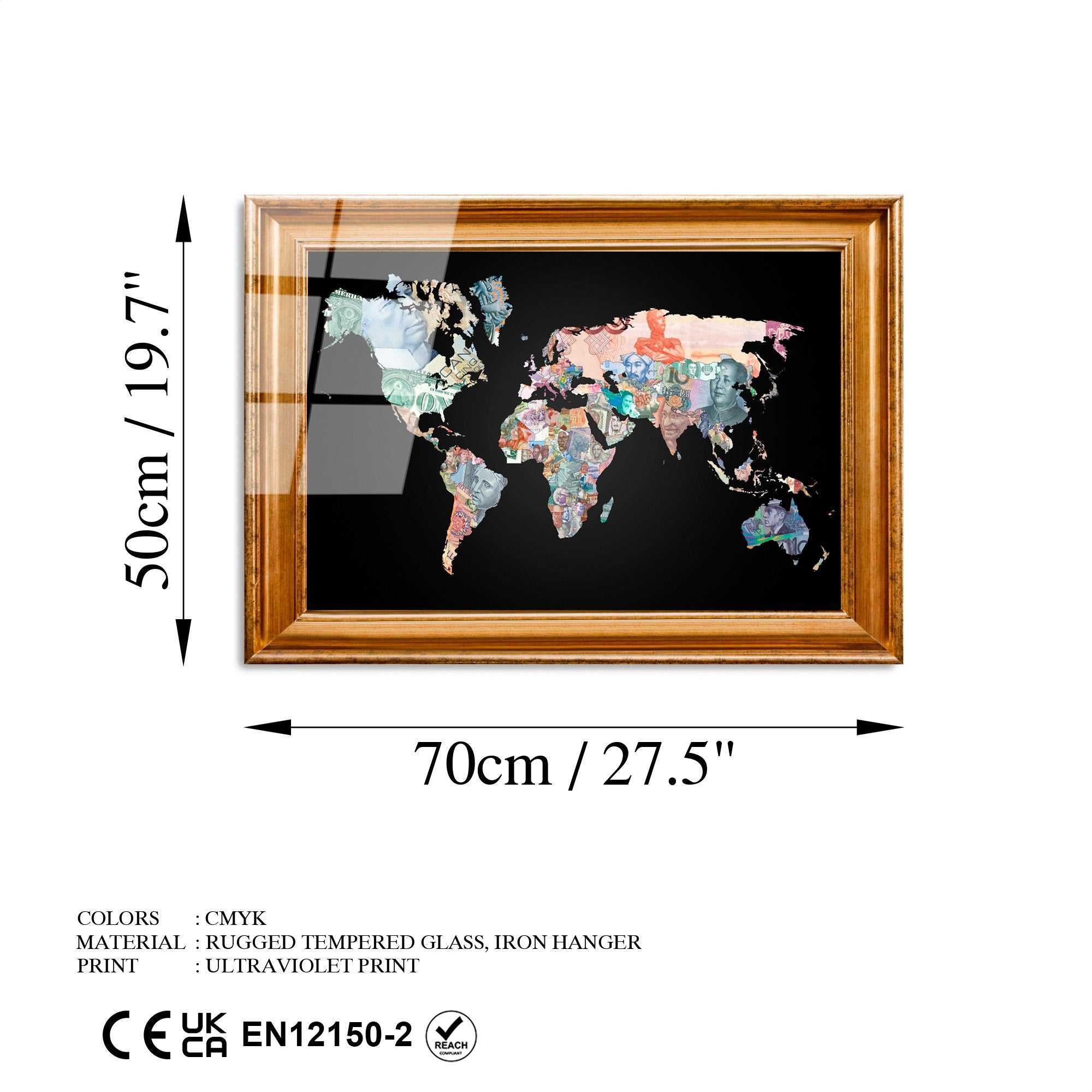 Quadro Decorativo em Vidro Temperado (4 mm) 50x70 cm — UV-367 — Multicolor