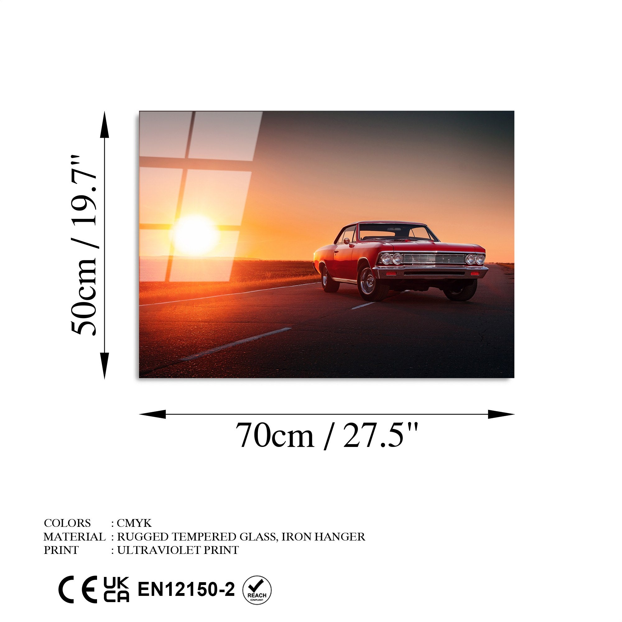 Quadro Decorativo em Vidro Temperado UV-369, Multicolor, 50 x 70 cm (4 mm)