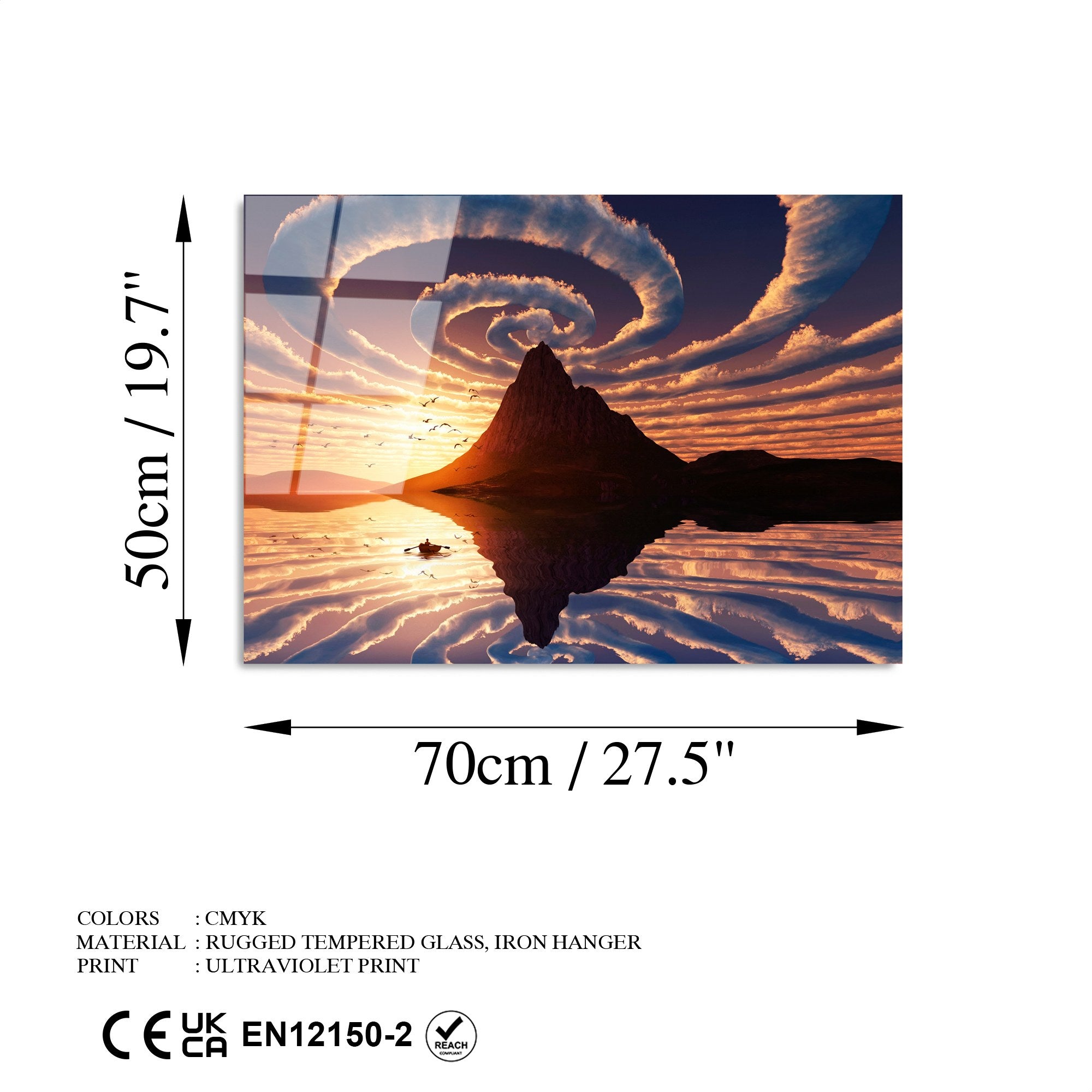 Quadro Decorativo 100% Vidro Temperado UV-372, 50 x 70 cm (4 mm), Multicolor