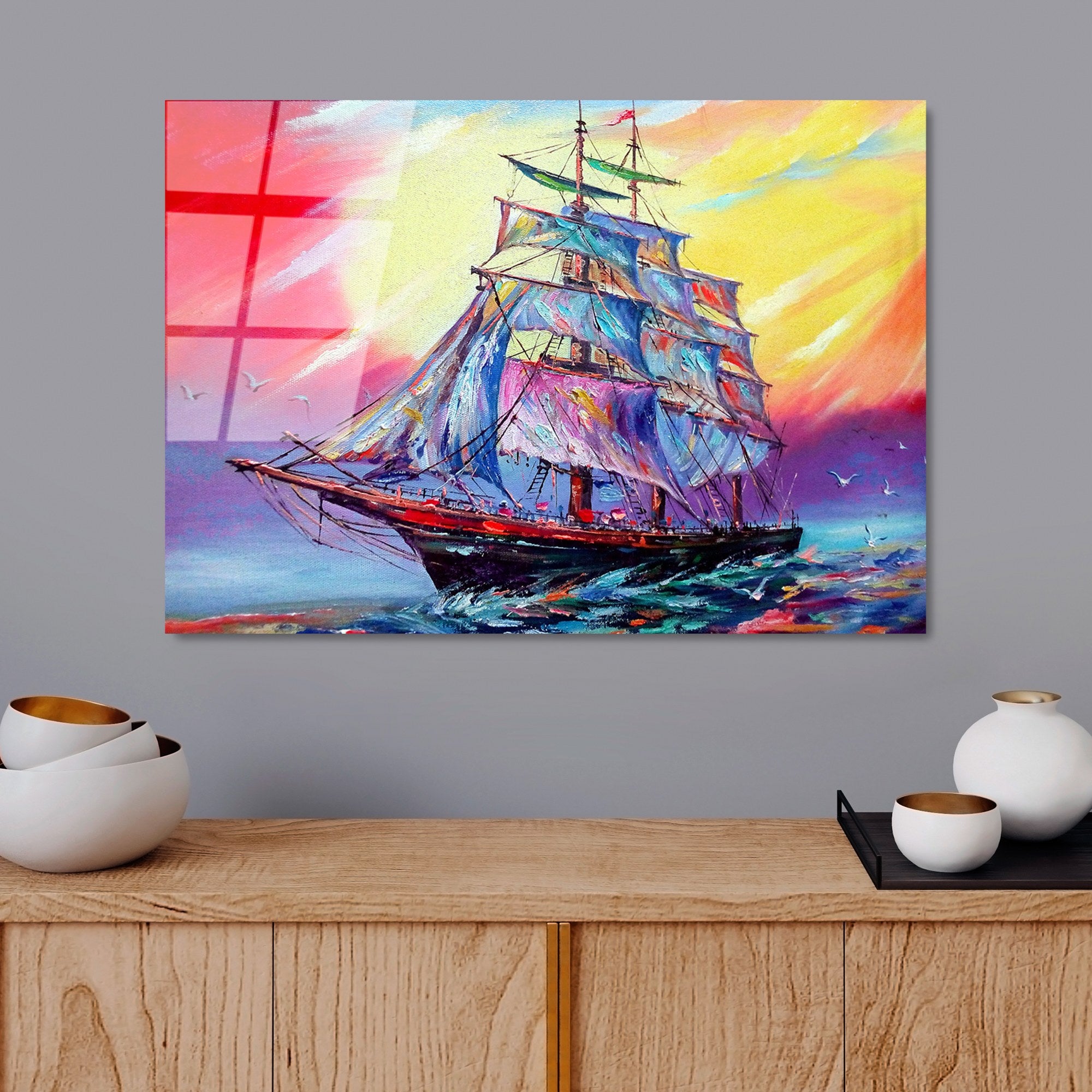 Quadro Decorativo em Vidro Temperado Multicolor UV-374, 50 x 70 cm, 4 mm