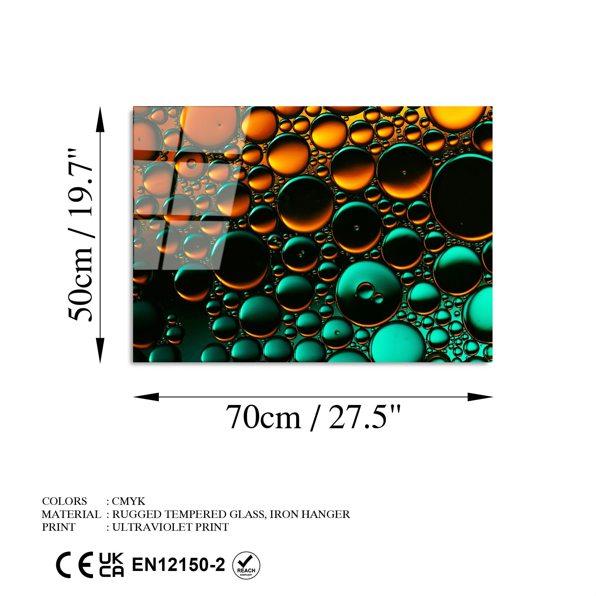 Quadro Decorativo em Vidro Temperado UV-375, 50 x 70 cm, Multicolor, 4 mm